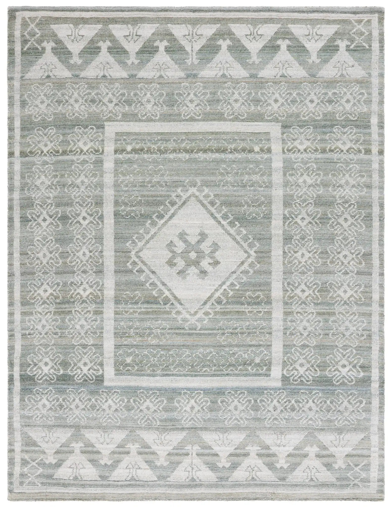 Marquee Tribal Medallion Hand-Tufted Rug in Green / Sage