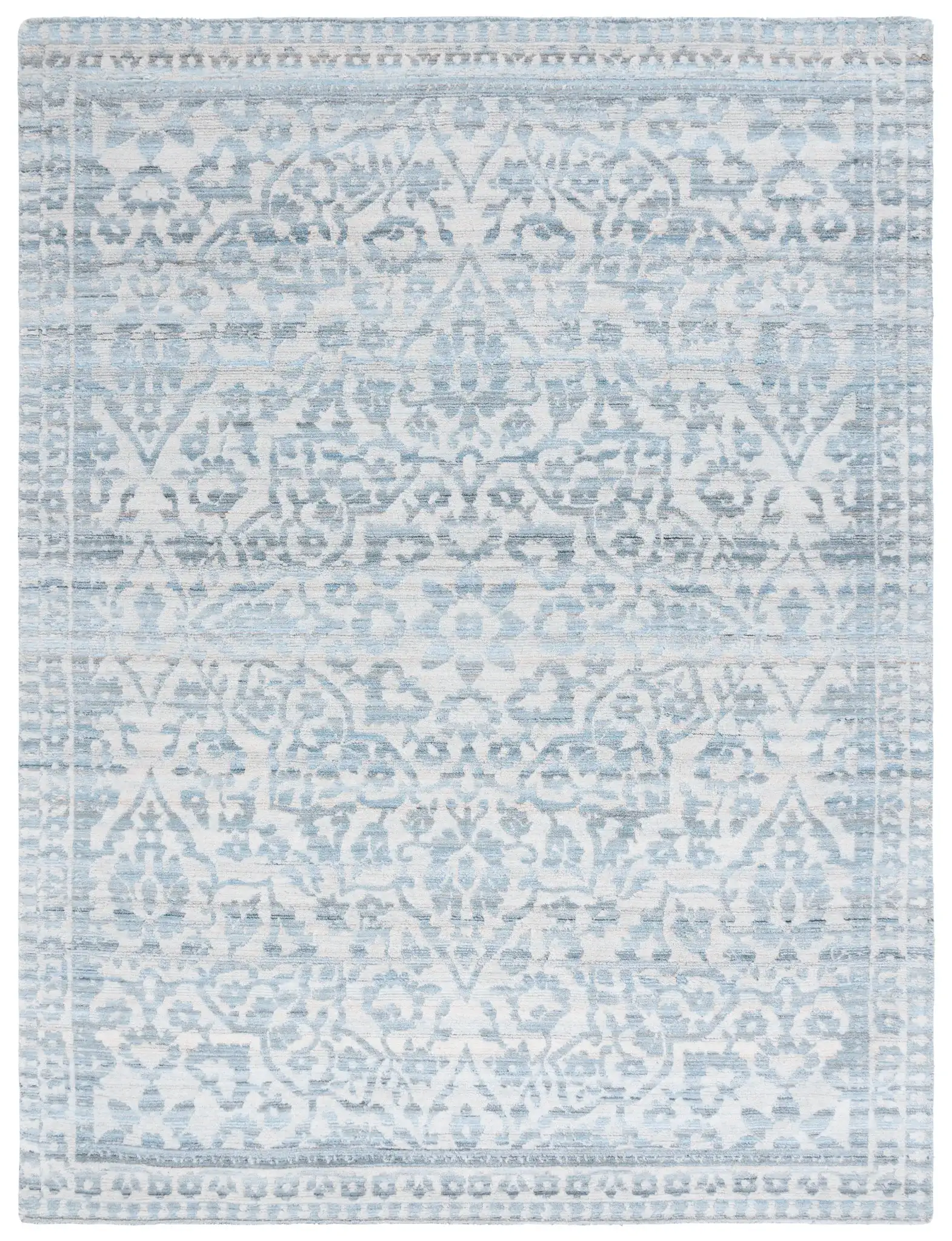 Marquee Faded Damask Hand-Tufted Rug in Blue / Gray