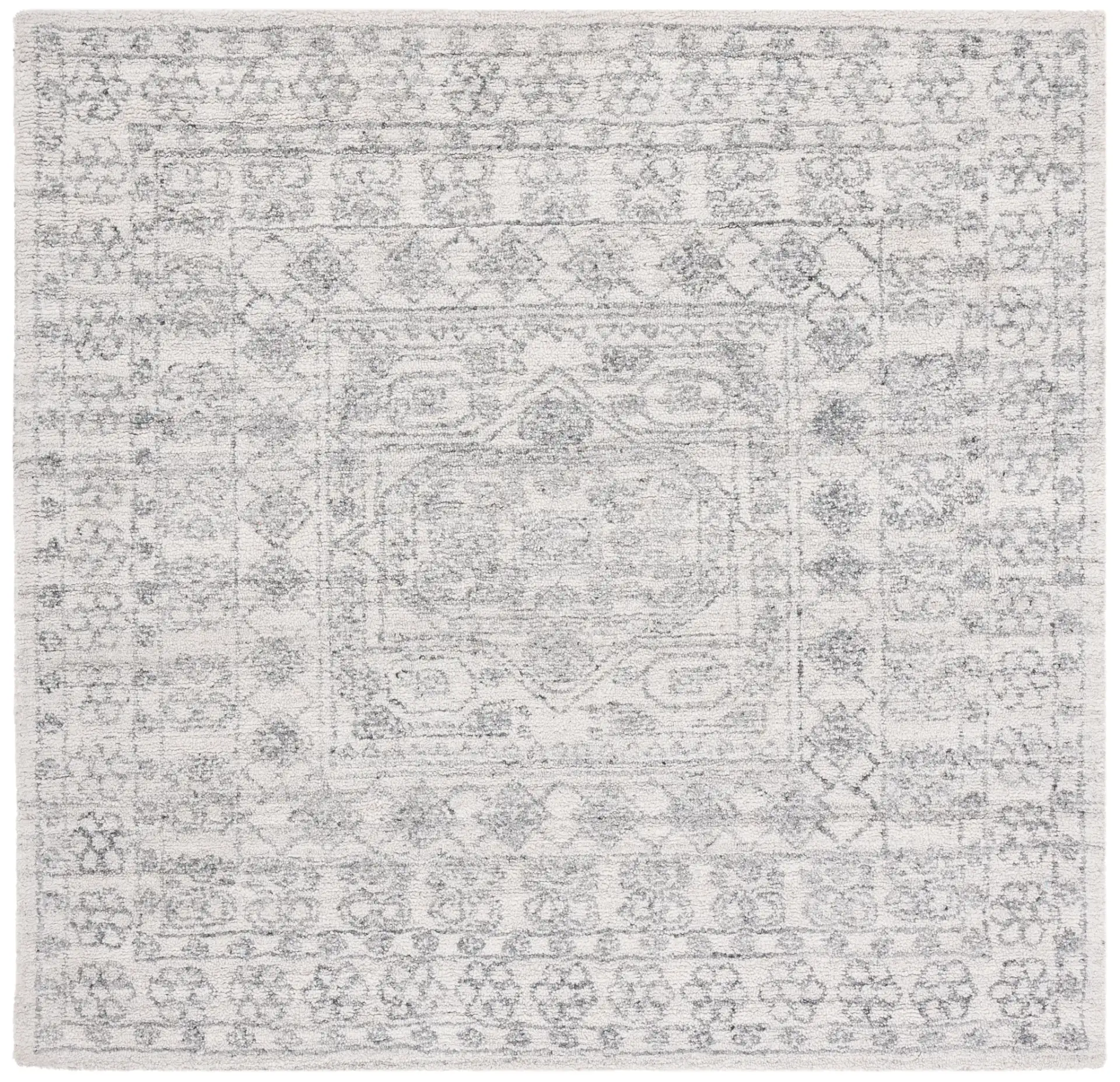 Marquee Faded Medallion Hand-Tufted Rug in Ivory / Gray