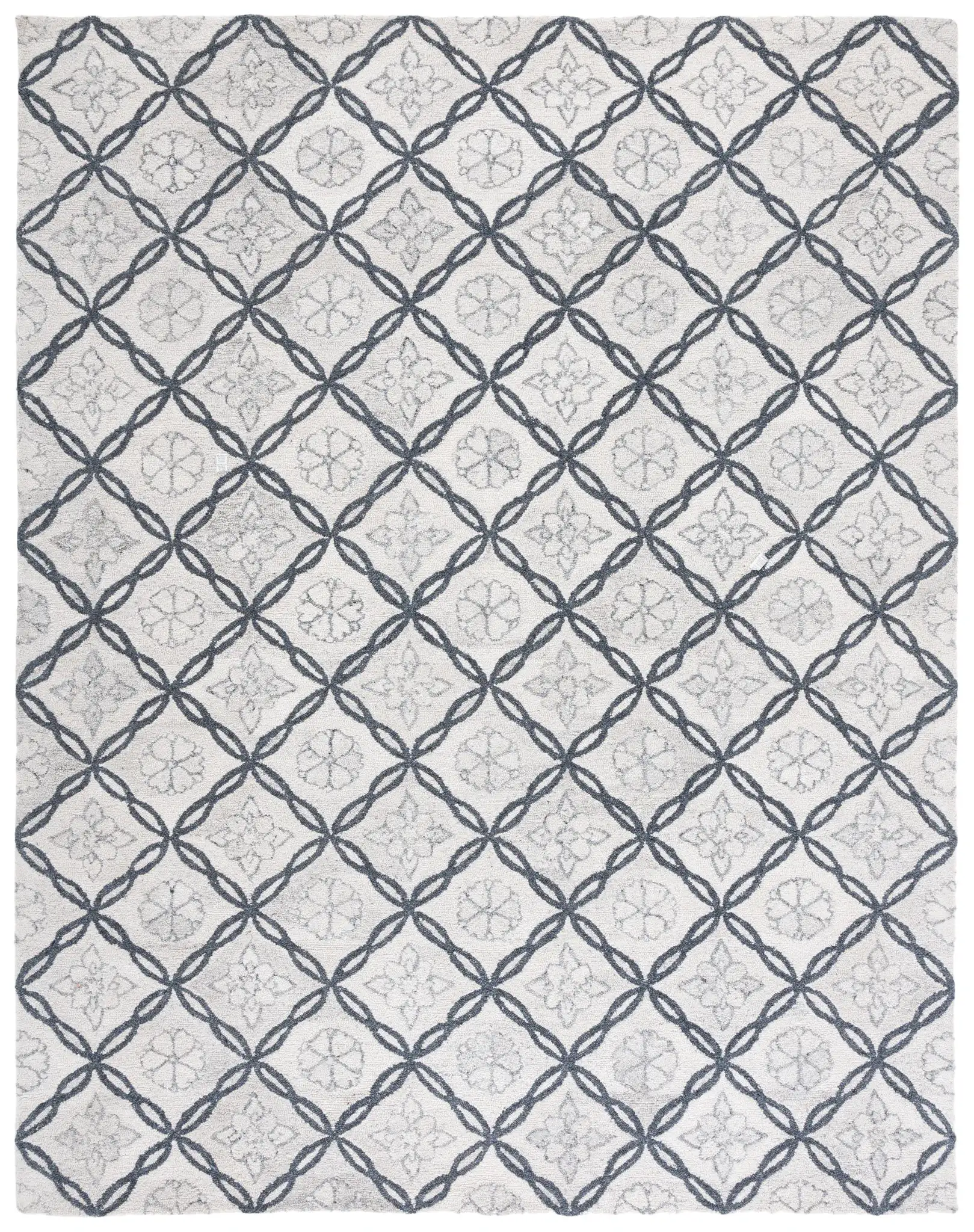 Marquee Floral Trellis Hand-Tufted Rug in Ivory / Gray