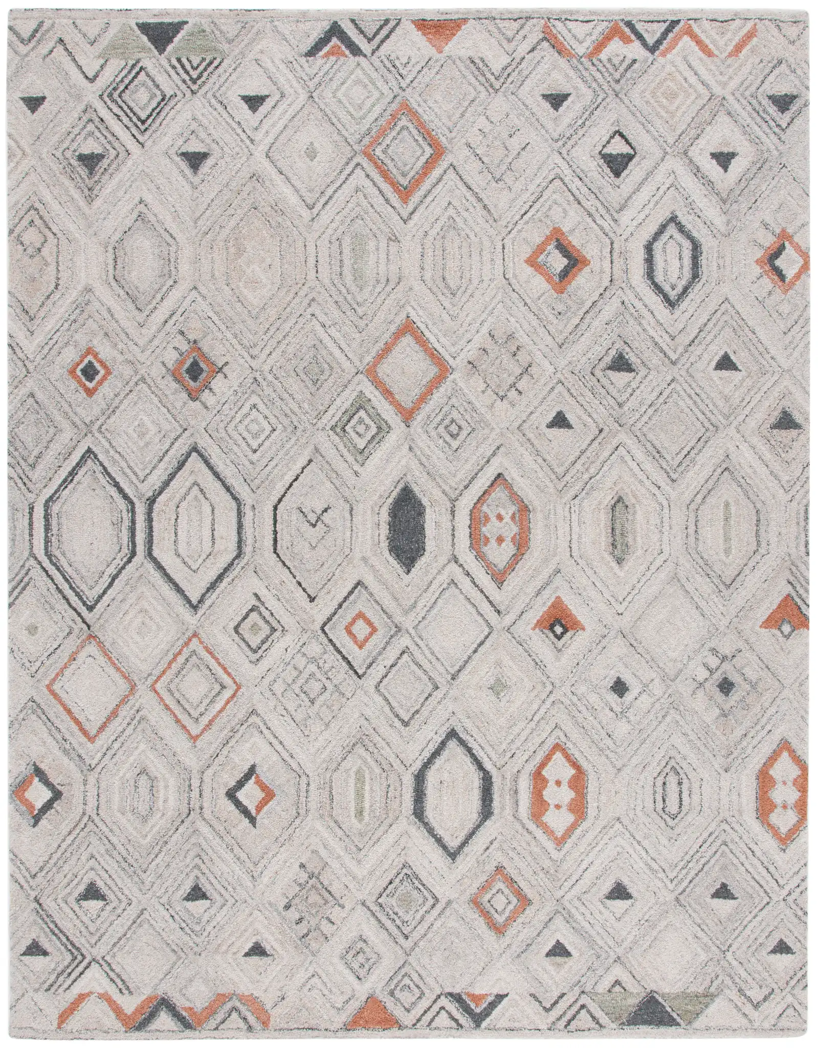 Marquee Tribal Diamond Hand-Tufted Rug in Rust / Gray