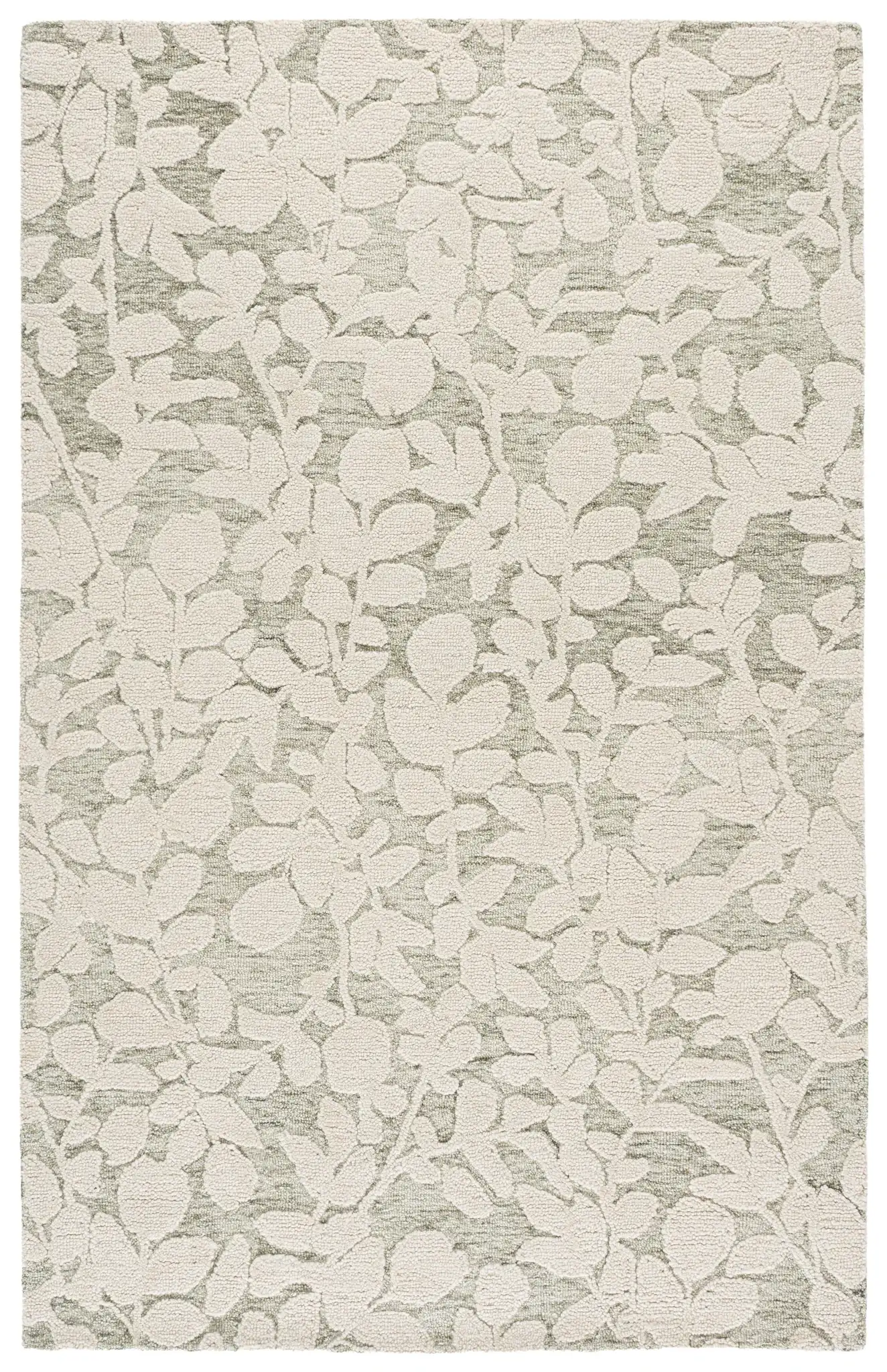 Marquee Transitional Leaf Hand-Tufted Wool Rug in Green / Ivory