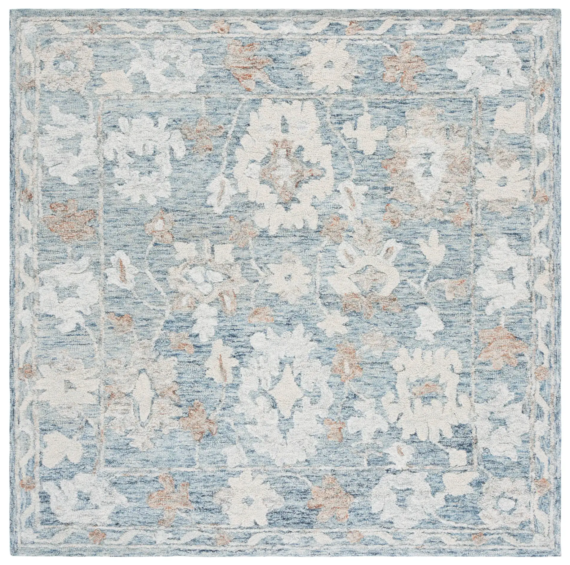 Marquee Oversized Floral Hand-Tufted Wool Rug in Blue / Rust