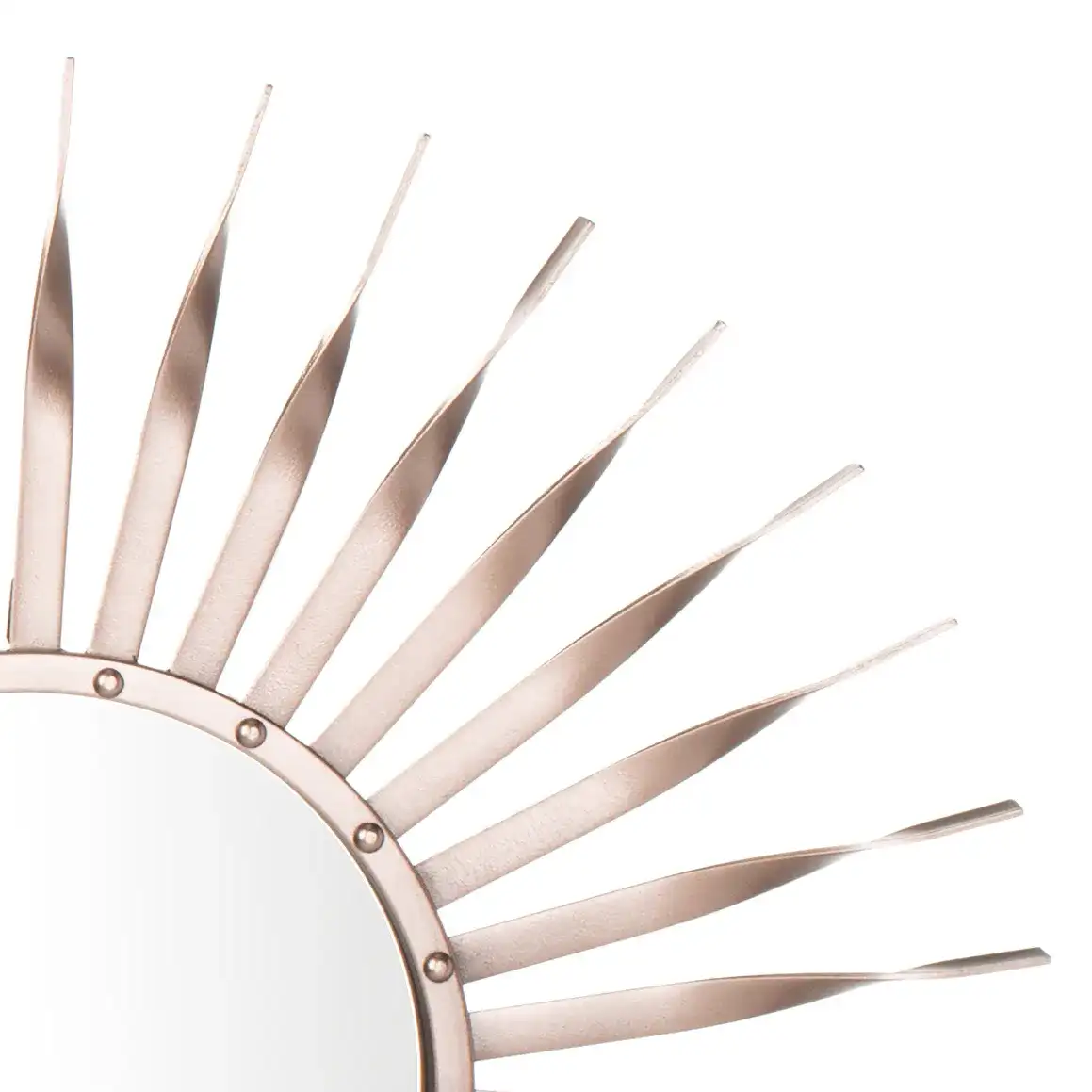 Marlene Sunburst Mirror in Rose Gold in a styled room