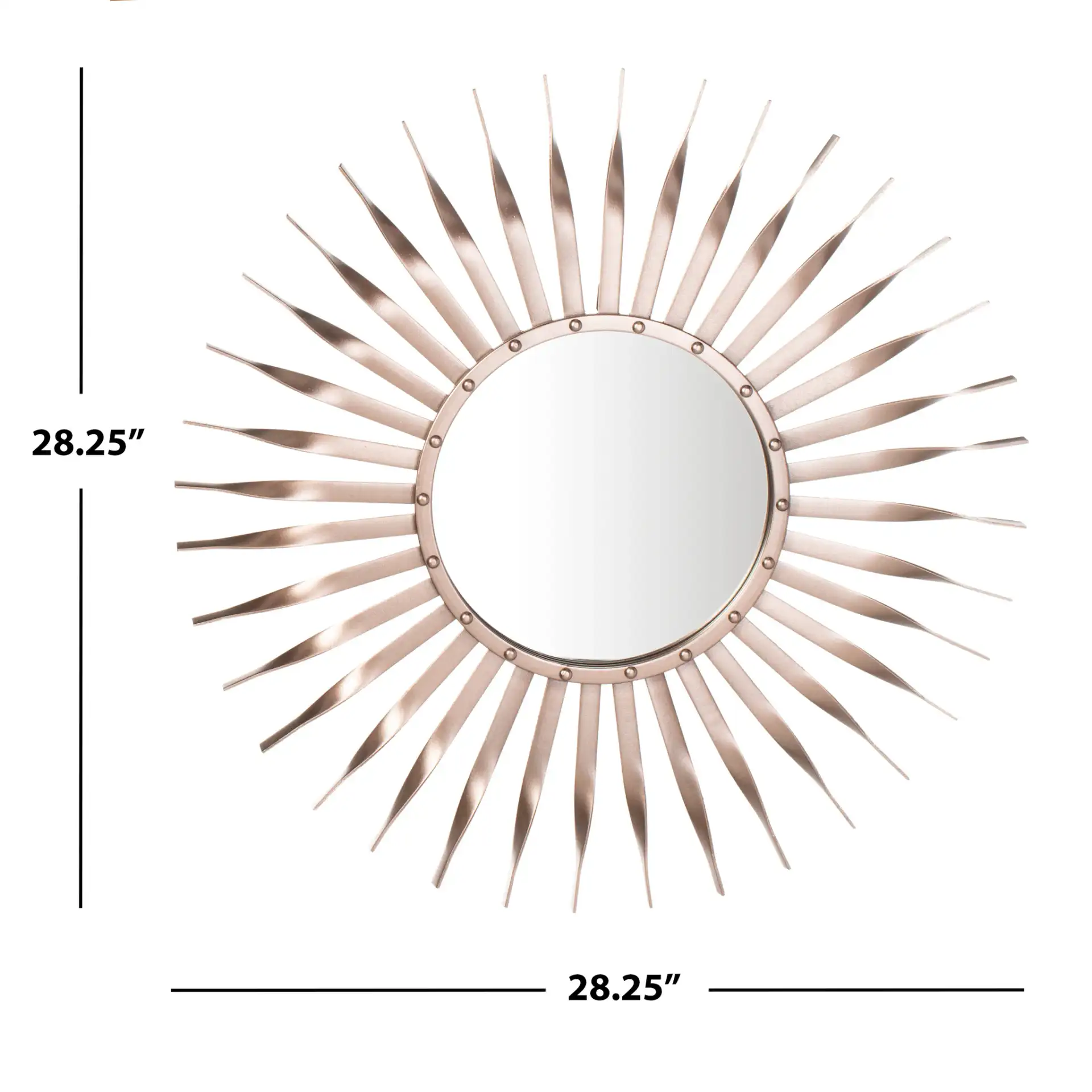 Marlene Sunburst Mirror in Rose Gold, detail view