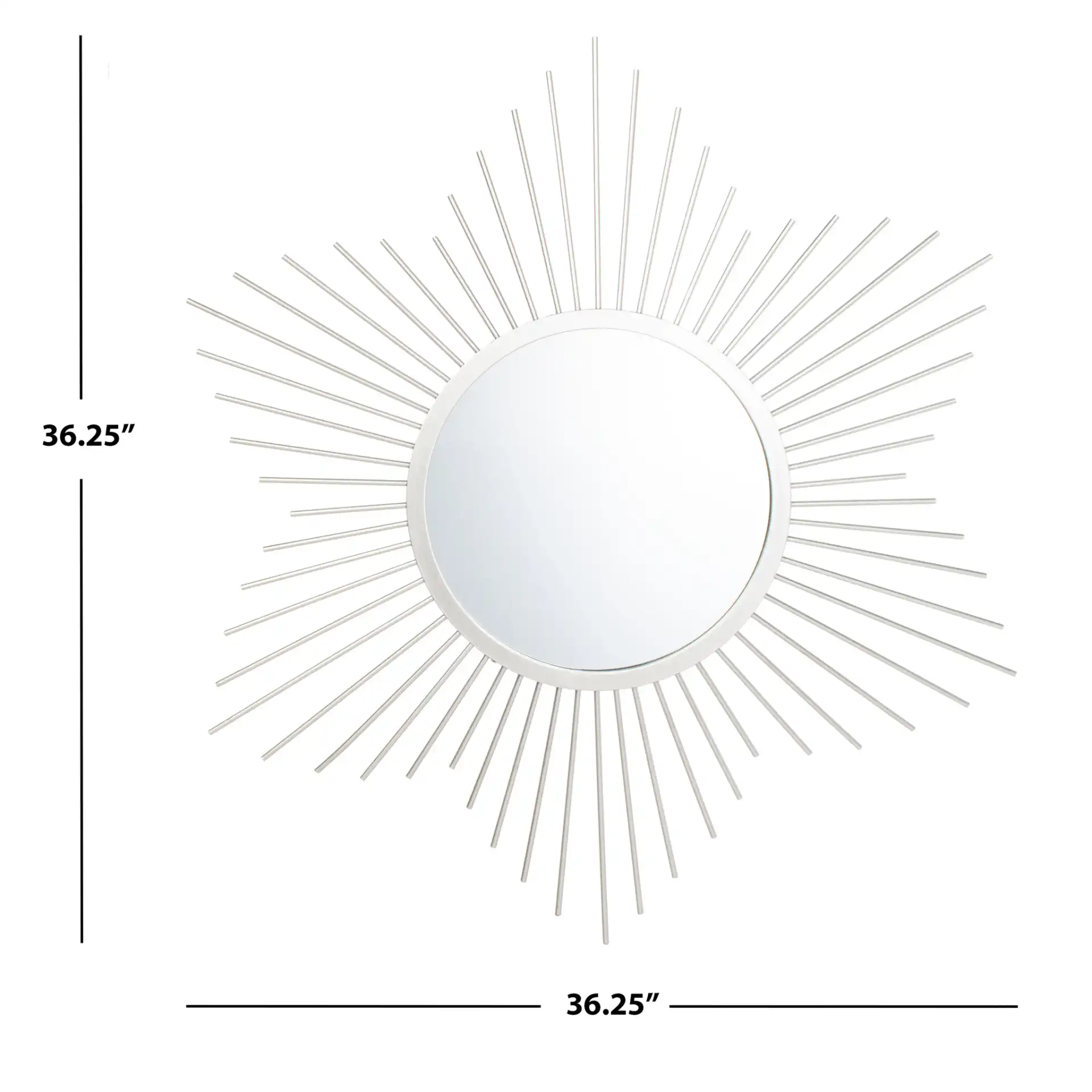 River Sunburst Mirror in Silver, detail view
