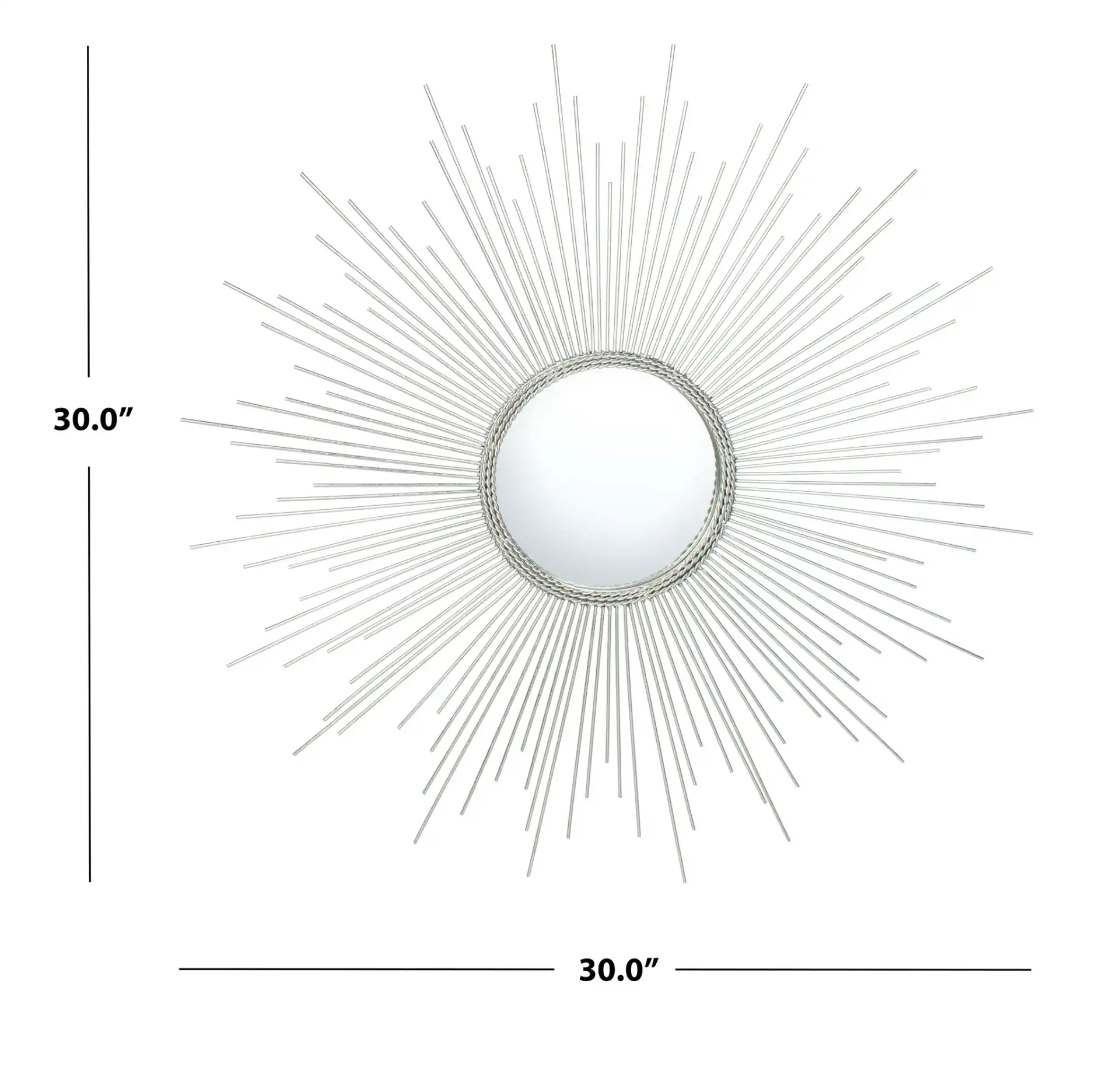 Emme Sunburst Mirror in Silver, detail view