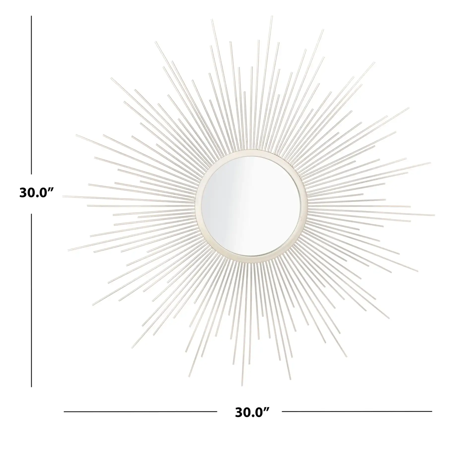 Alves Sunburst Mirror in Silver, detail view