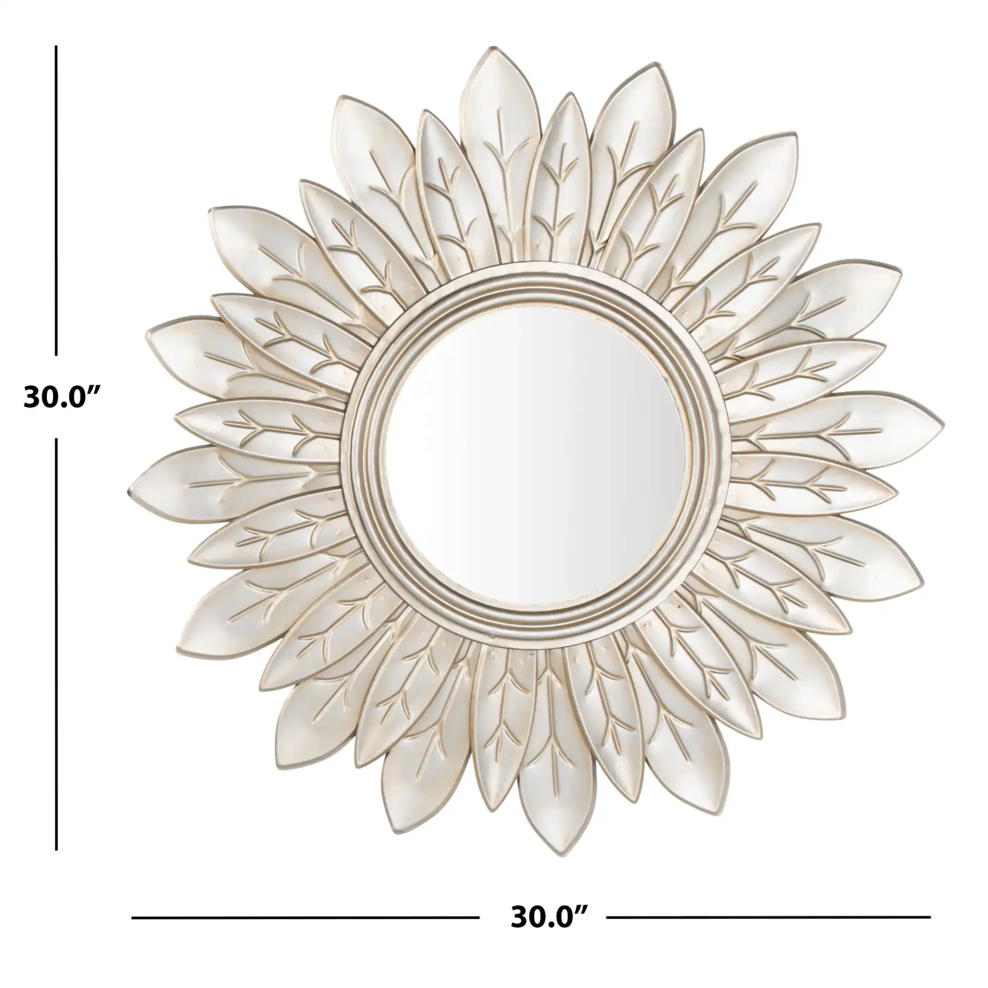 Alba Sunburst Mirror in Champagne, detail view