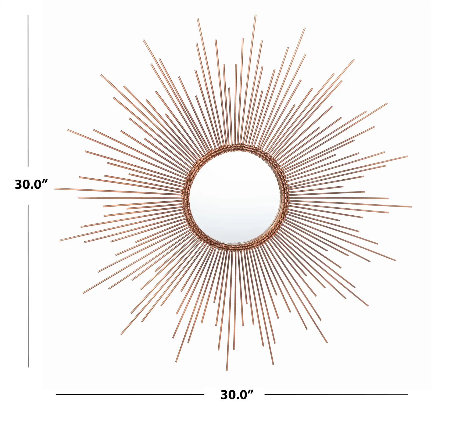 Genevieve Sunburst Mirror in Copper, detail view