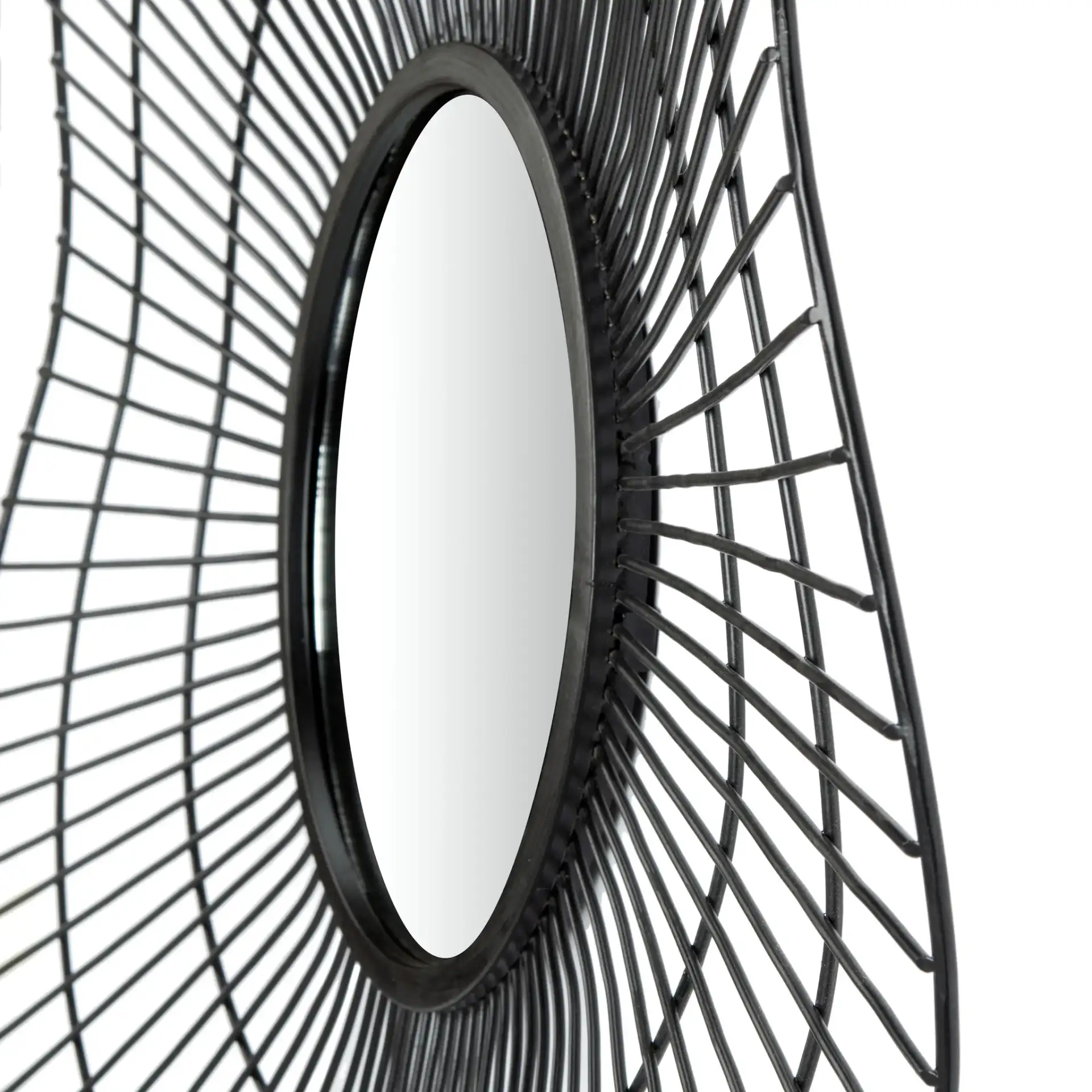 Rainey Mirror in Black in a styled room