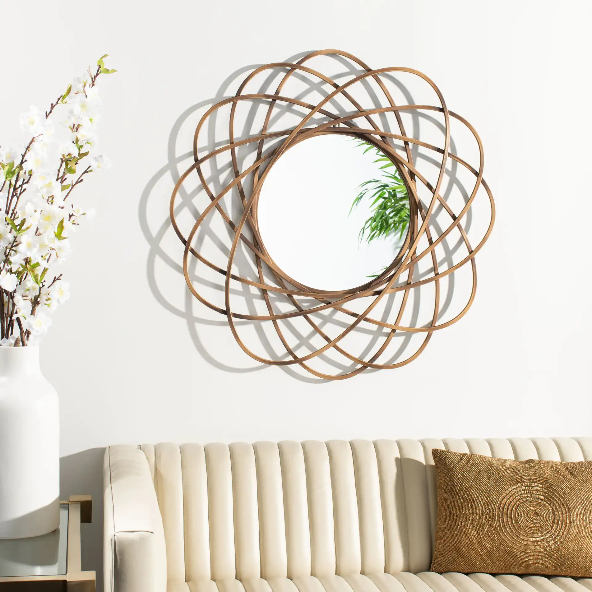 Sinisa Mirror in Gold in a styled room
