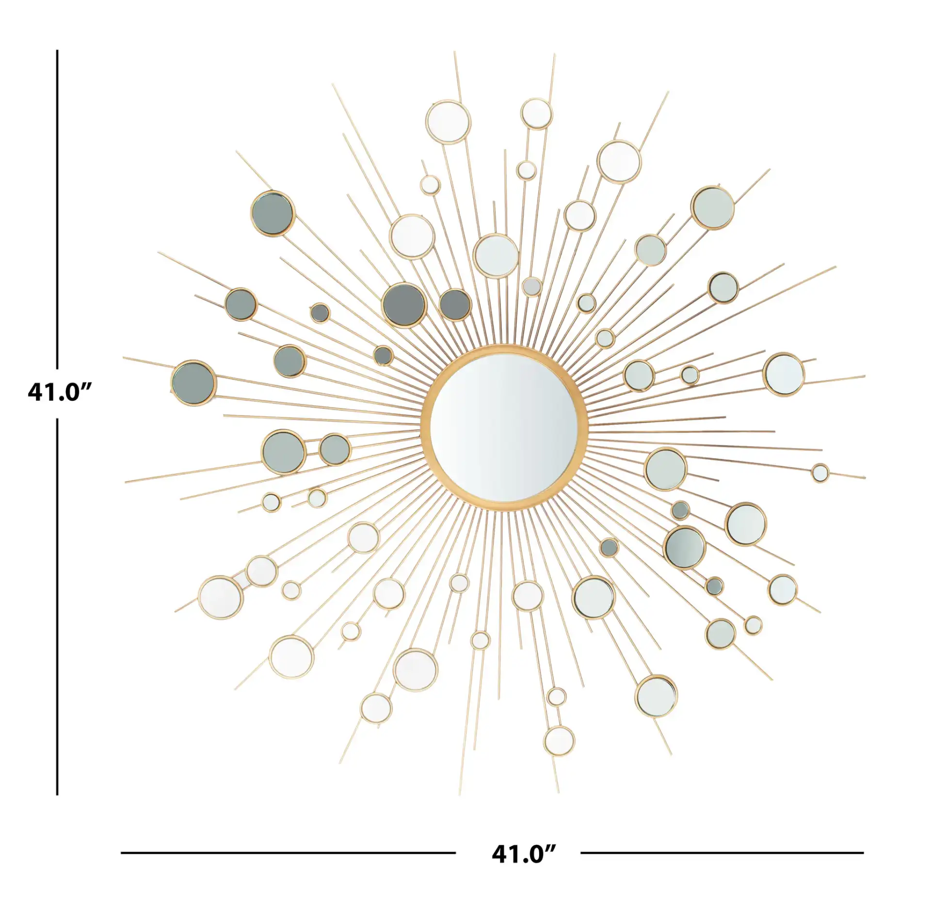 Ariah Sunburst Mirror in Gold, detail view