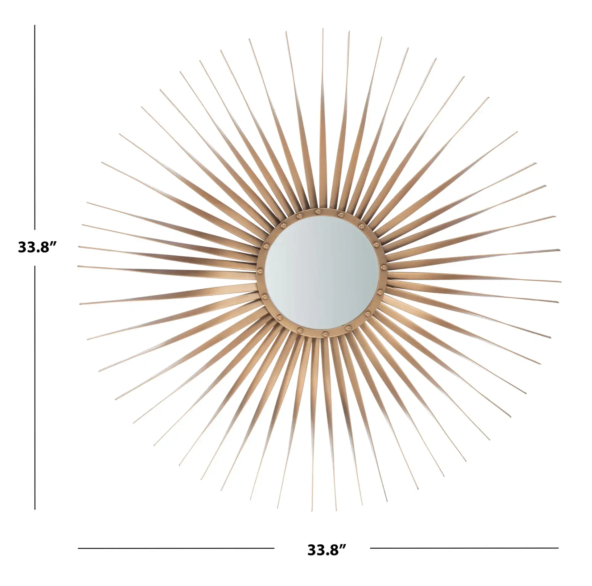 Lachlyn Sunburst Mirror in Gold, detail view