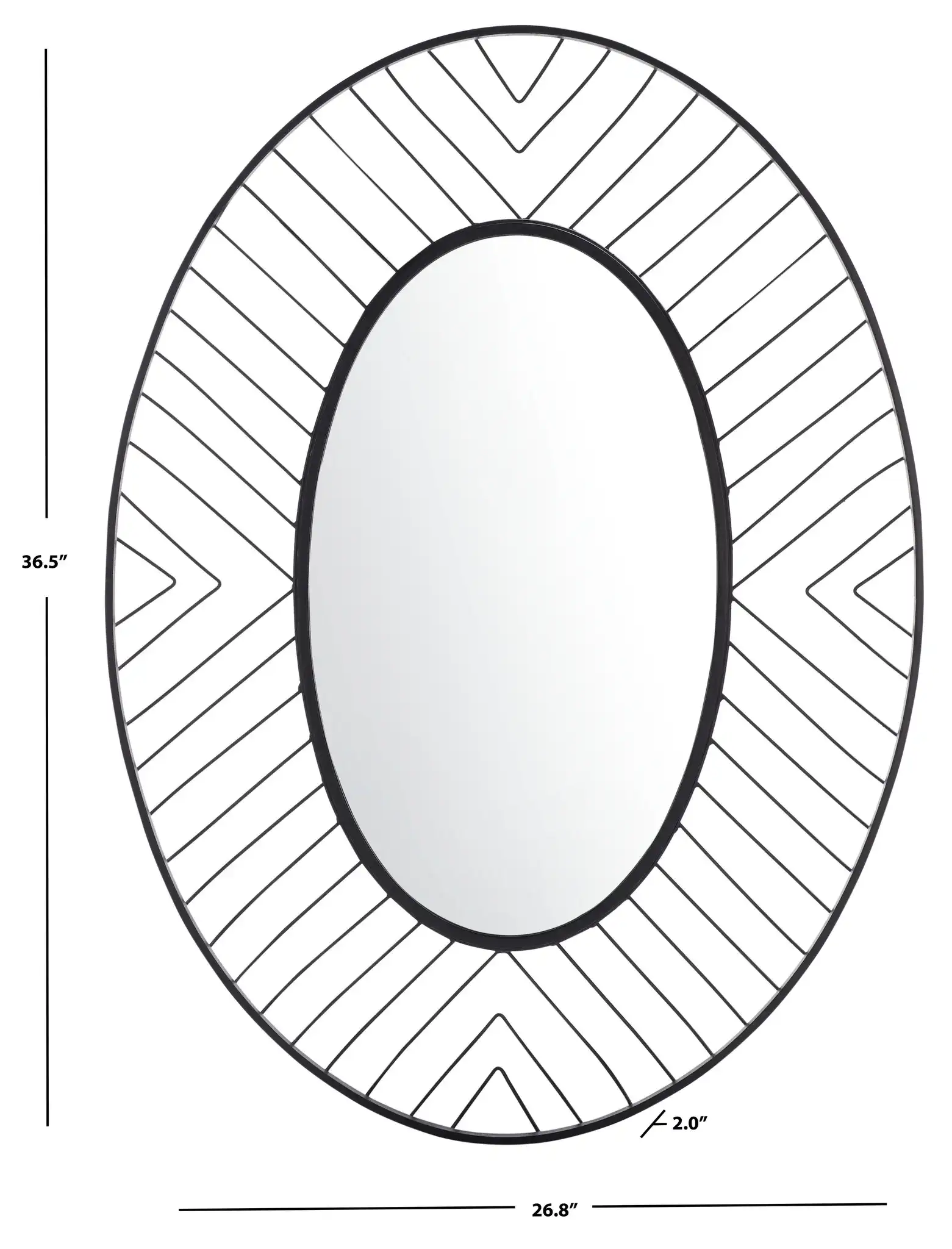 Tanra 26.75" Mirror in Black, detail view