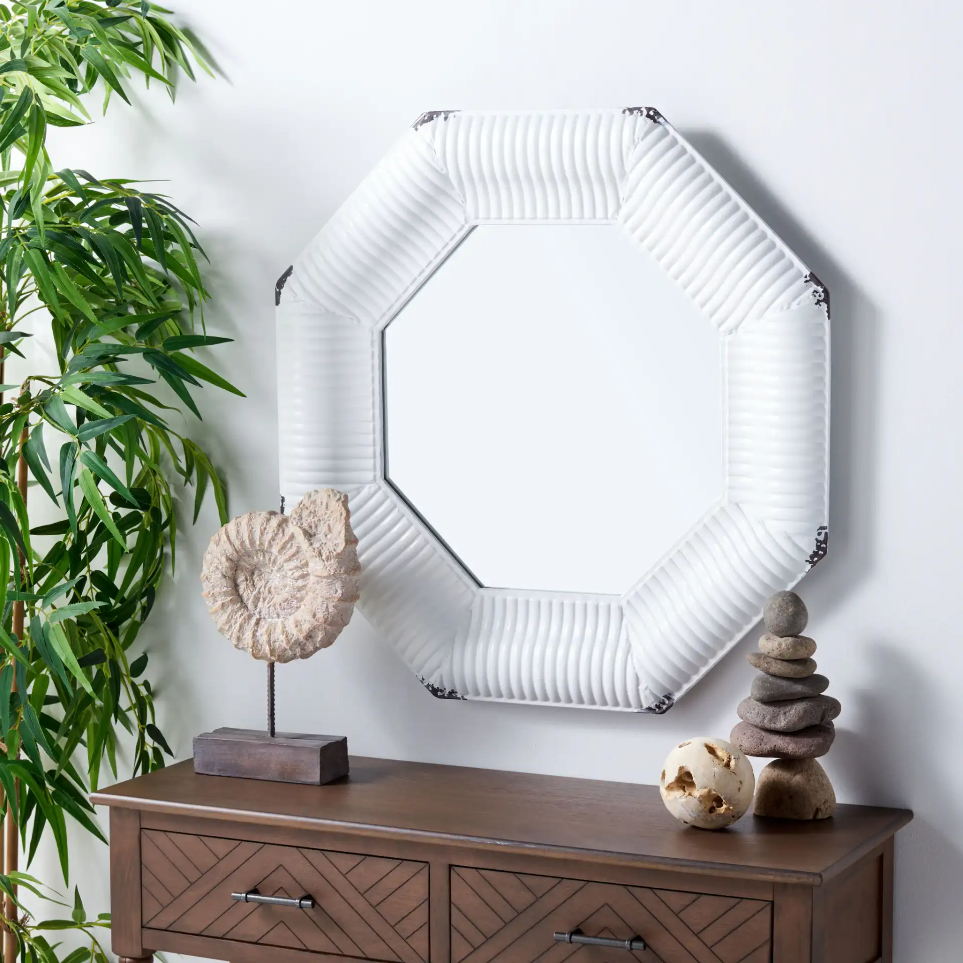 Imans Mirror in White in a styled room