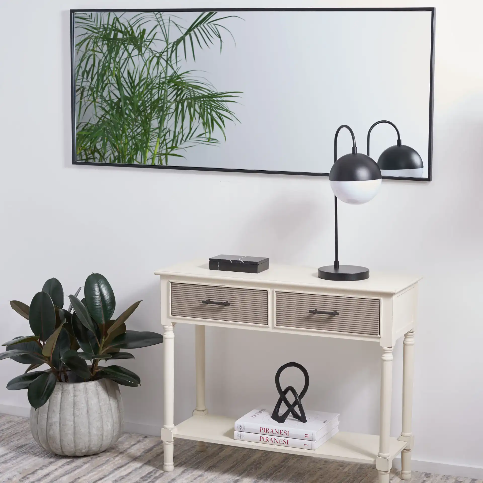 Cala 24-Inch Mirror in Black, detail view