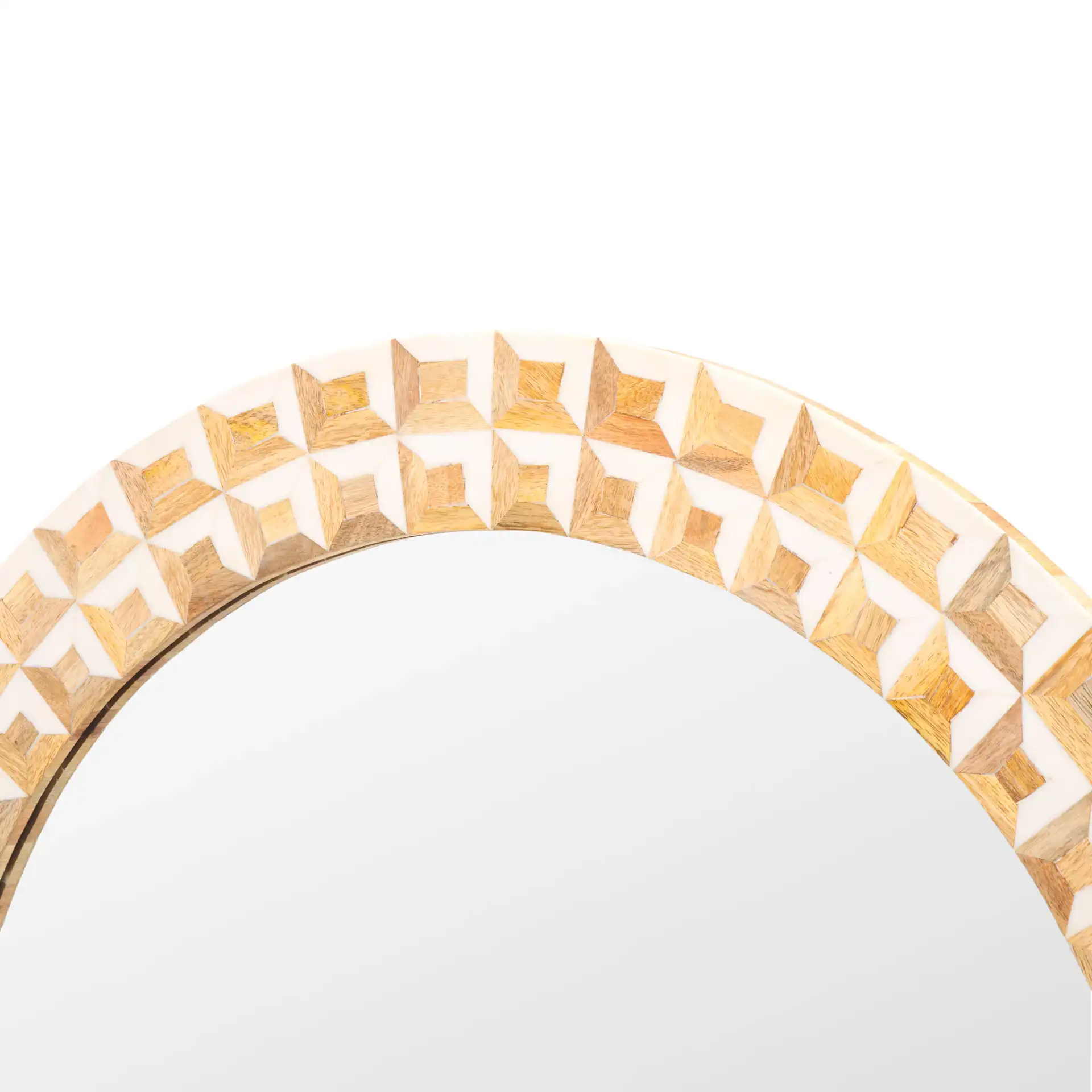 Aria Mirror in Antique Ivory / Natural Brown in a styled room