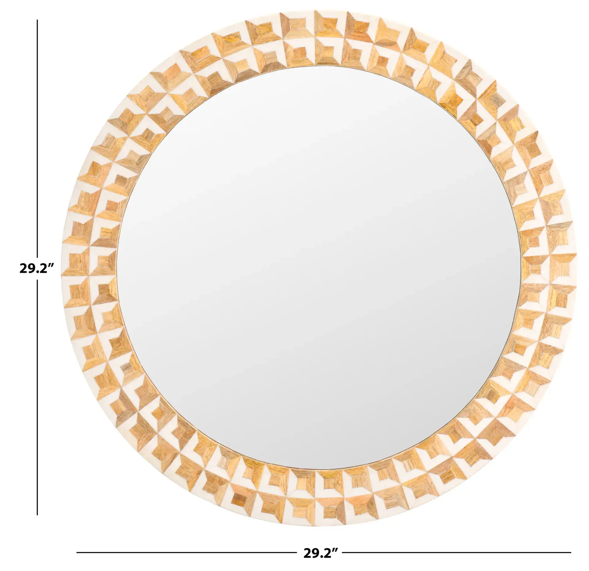 Aria Mirror in Antique Ivory / Natural Brown, detail view