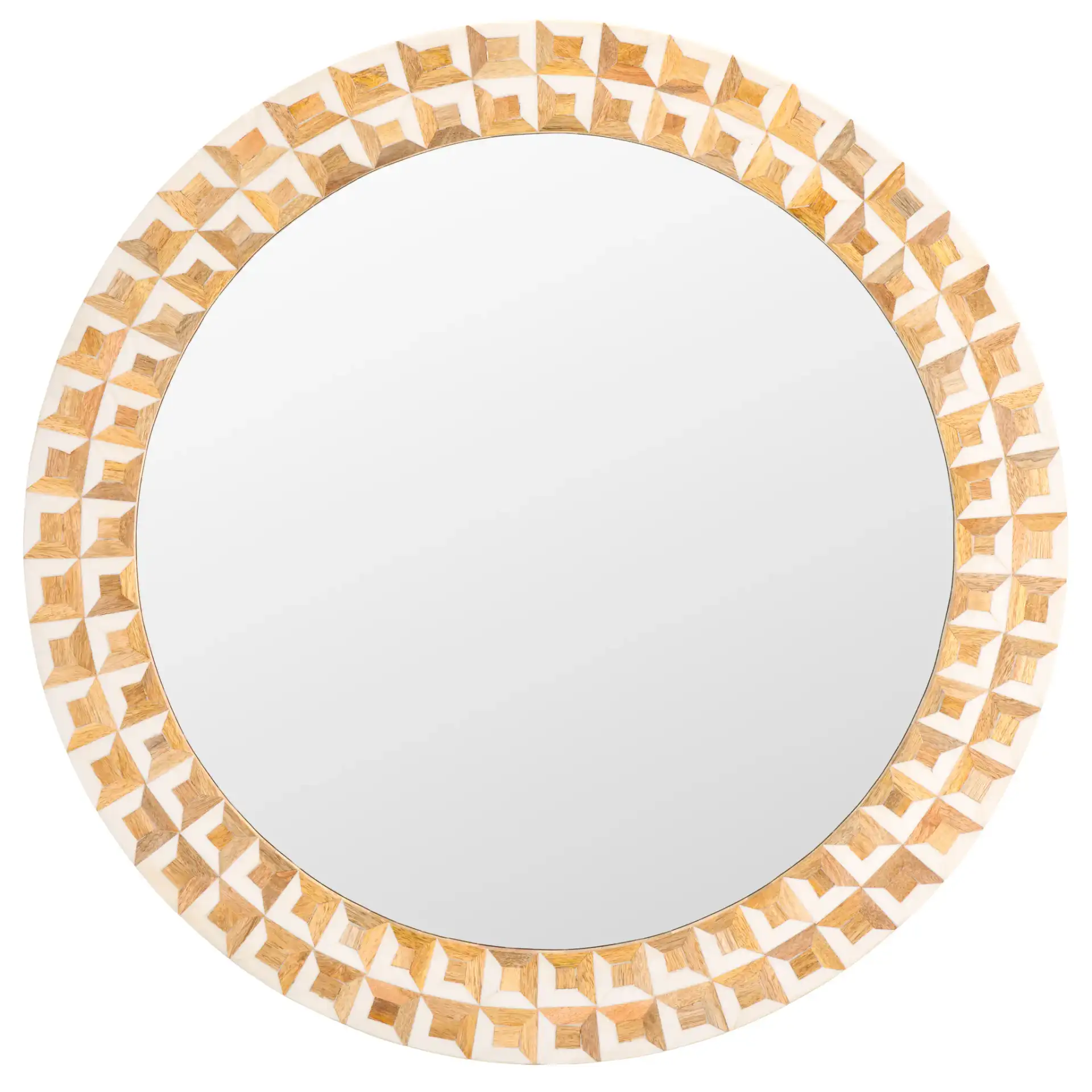 Aria Mirror in Antique Ivory / Natural Brown