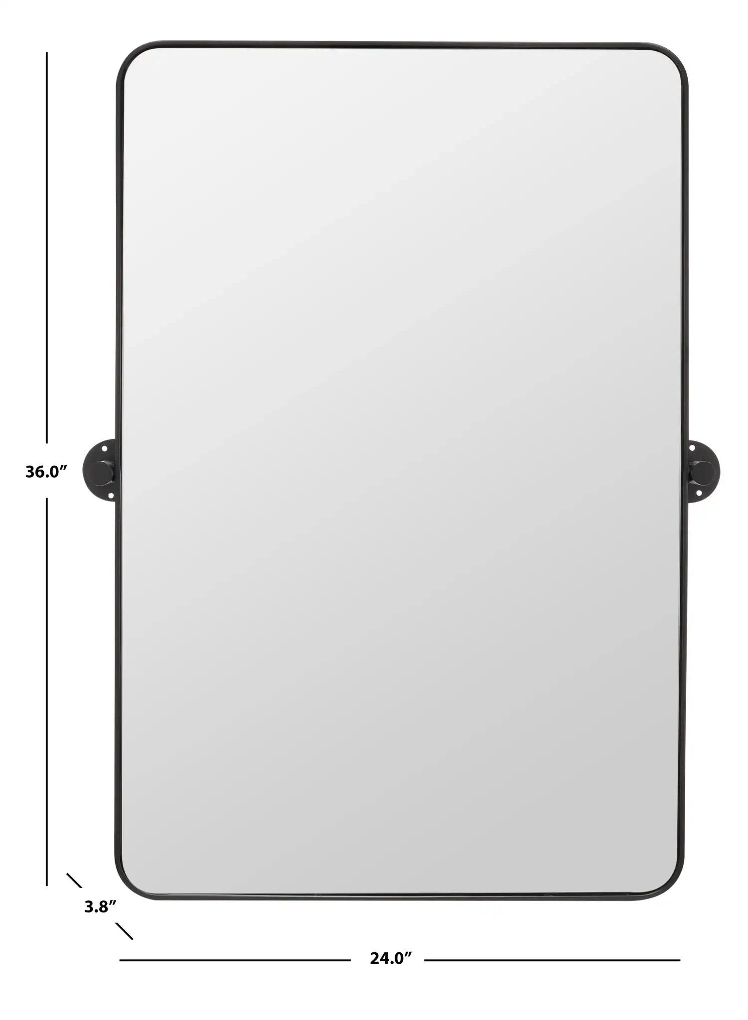 Delinah 24" Mirror in Black, detail view