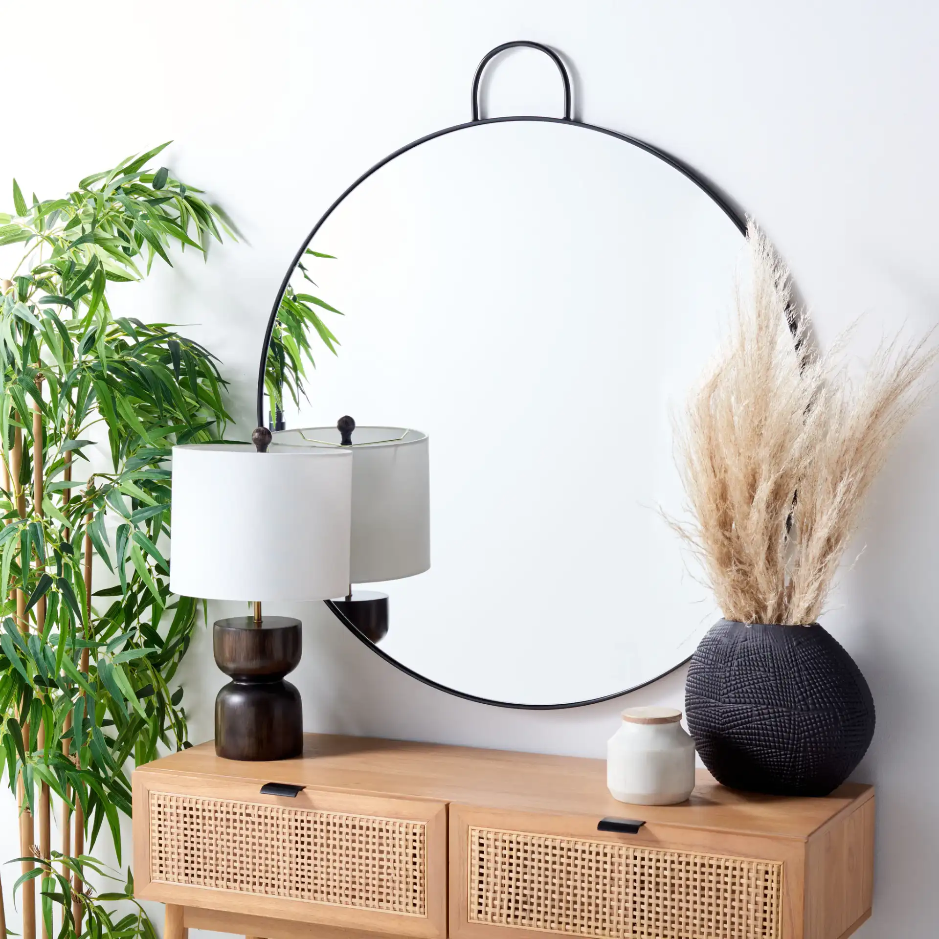 Carlisi 36" Mirror in Black in a styled room