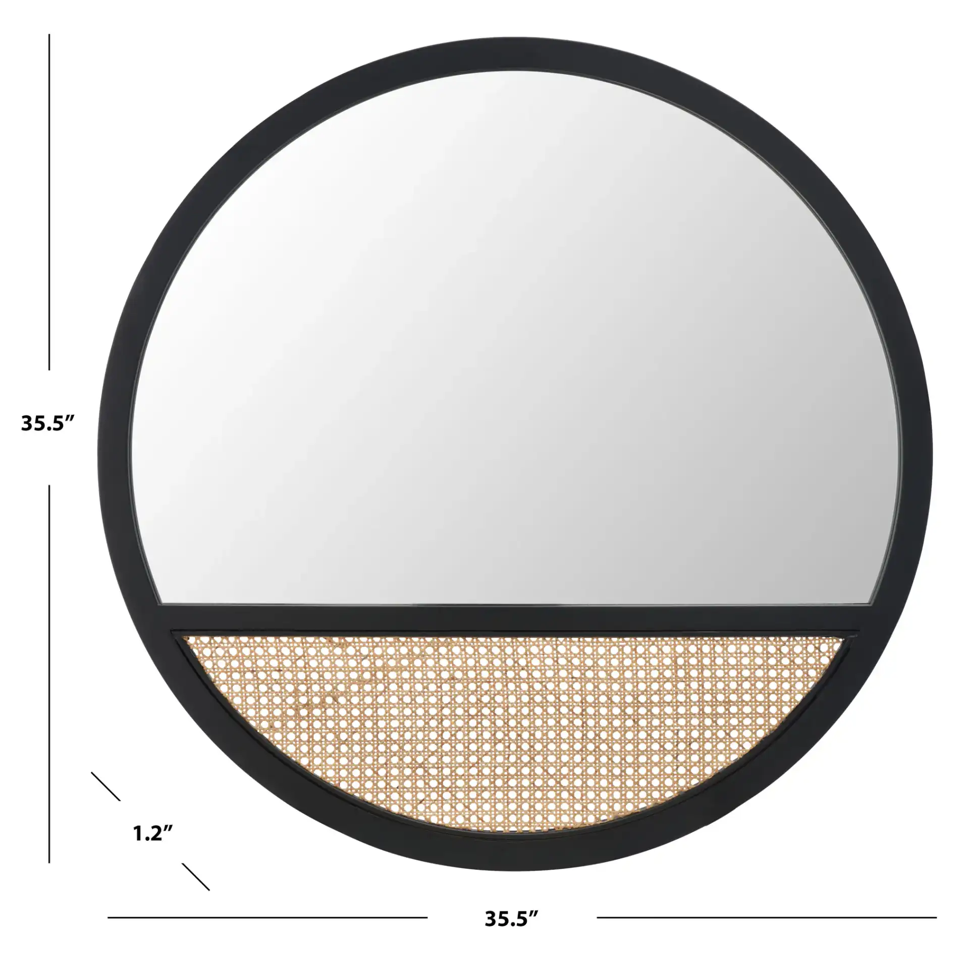 Derby 35.5-Inch Mirror in Black / Natural, detail view