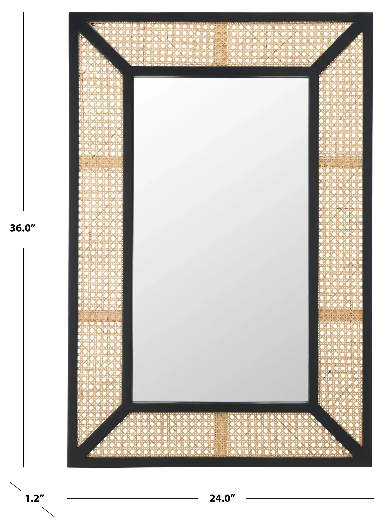 Tulia 24-Inch Mirror in Black / Natural, detail view