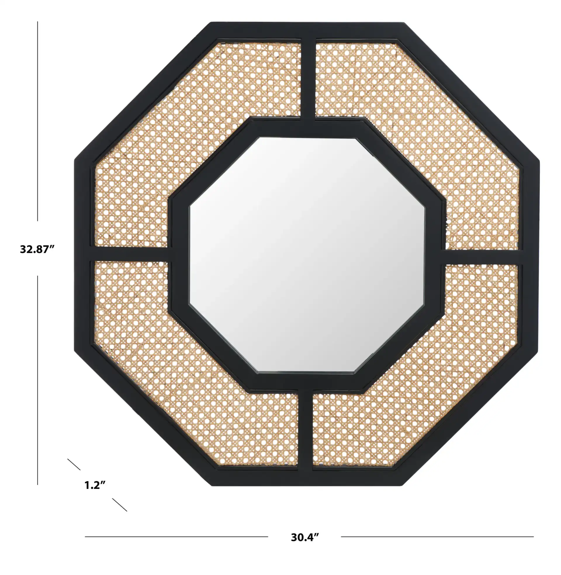 Jarvie 30.4" Mirror in Black / Natural, detail view