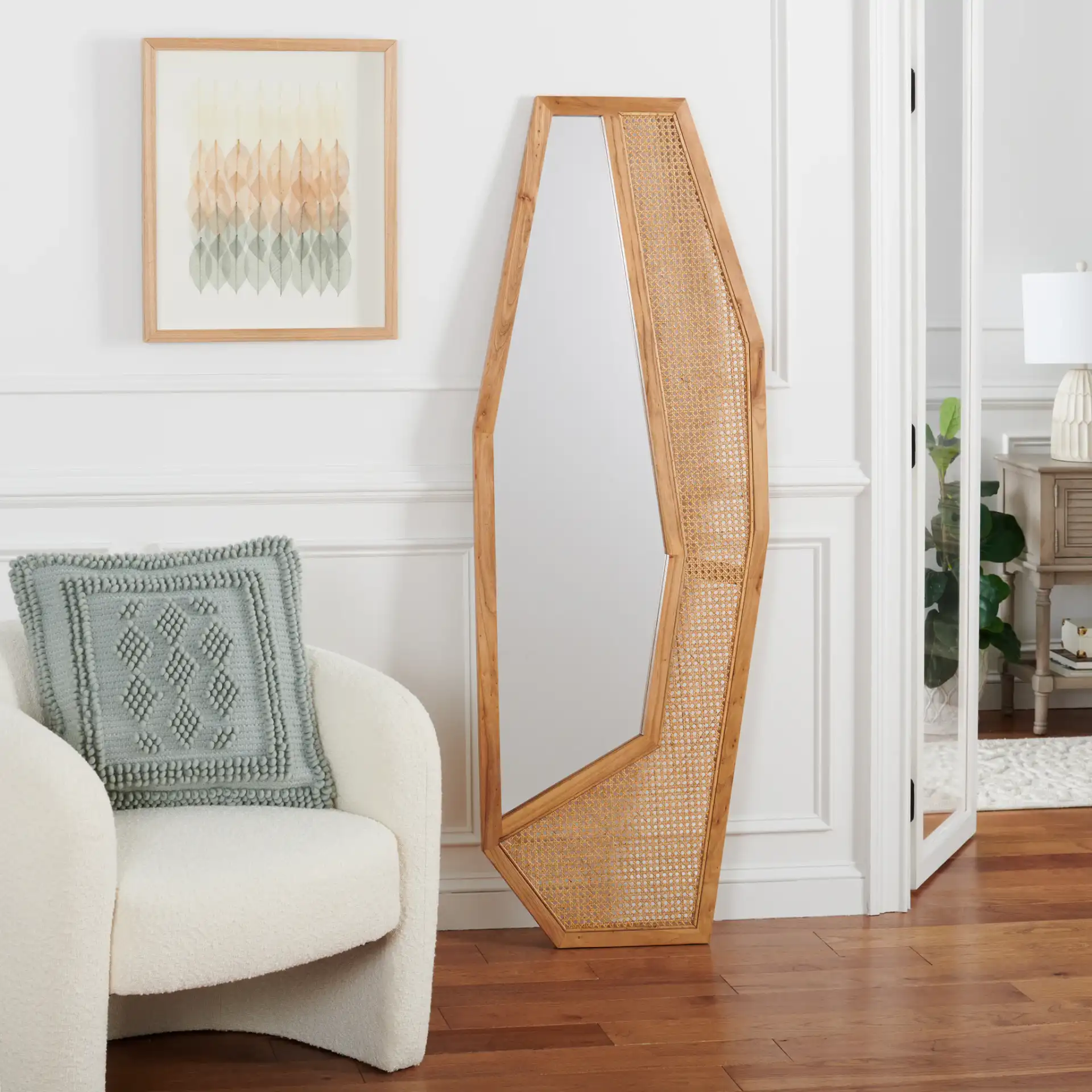 Jalen 24-Inch Mirror in Natural in a styled room