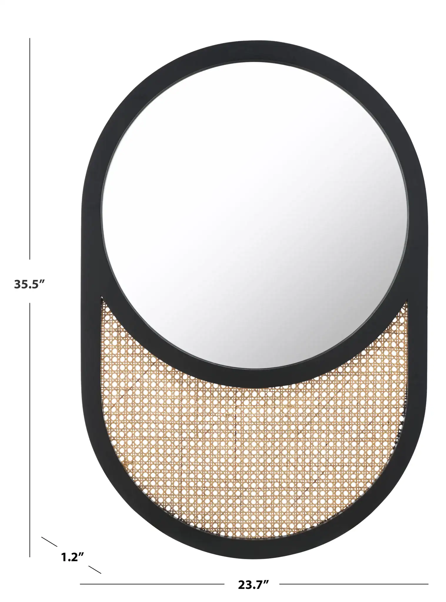 Danya 24-Inch Mirror in Black / Natural, detail view