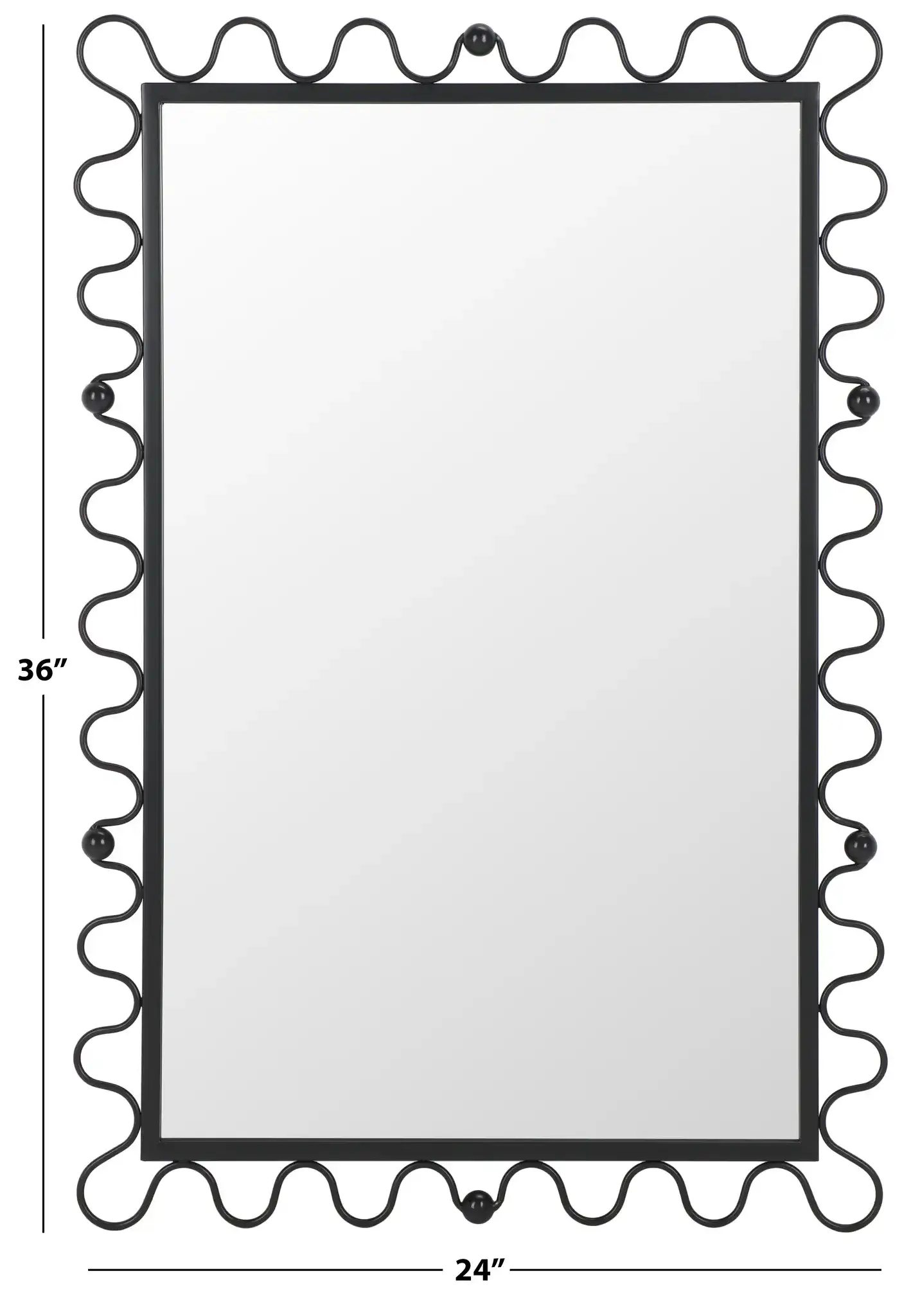 Cinq 24-Inch Mirror in Black, detail view