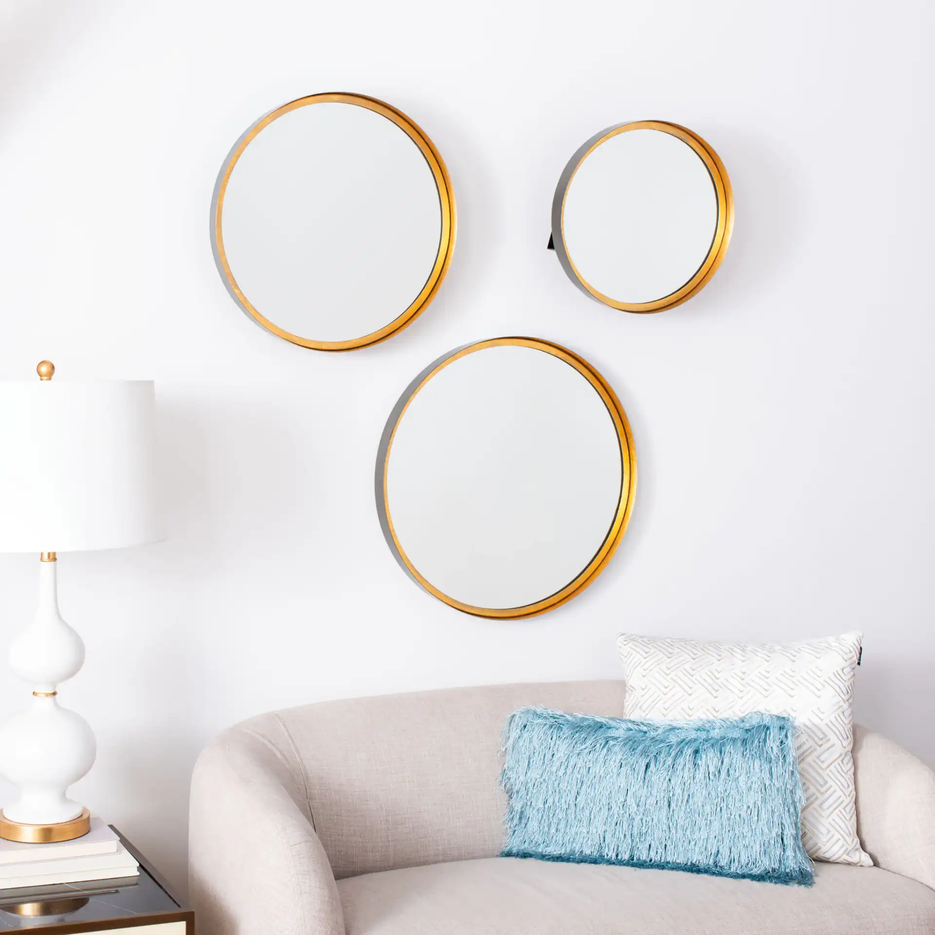 Loni Mirror in Gold Foil / Black in a styled room