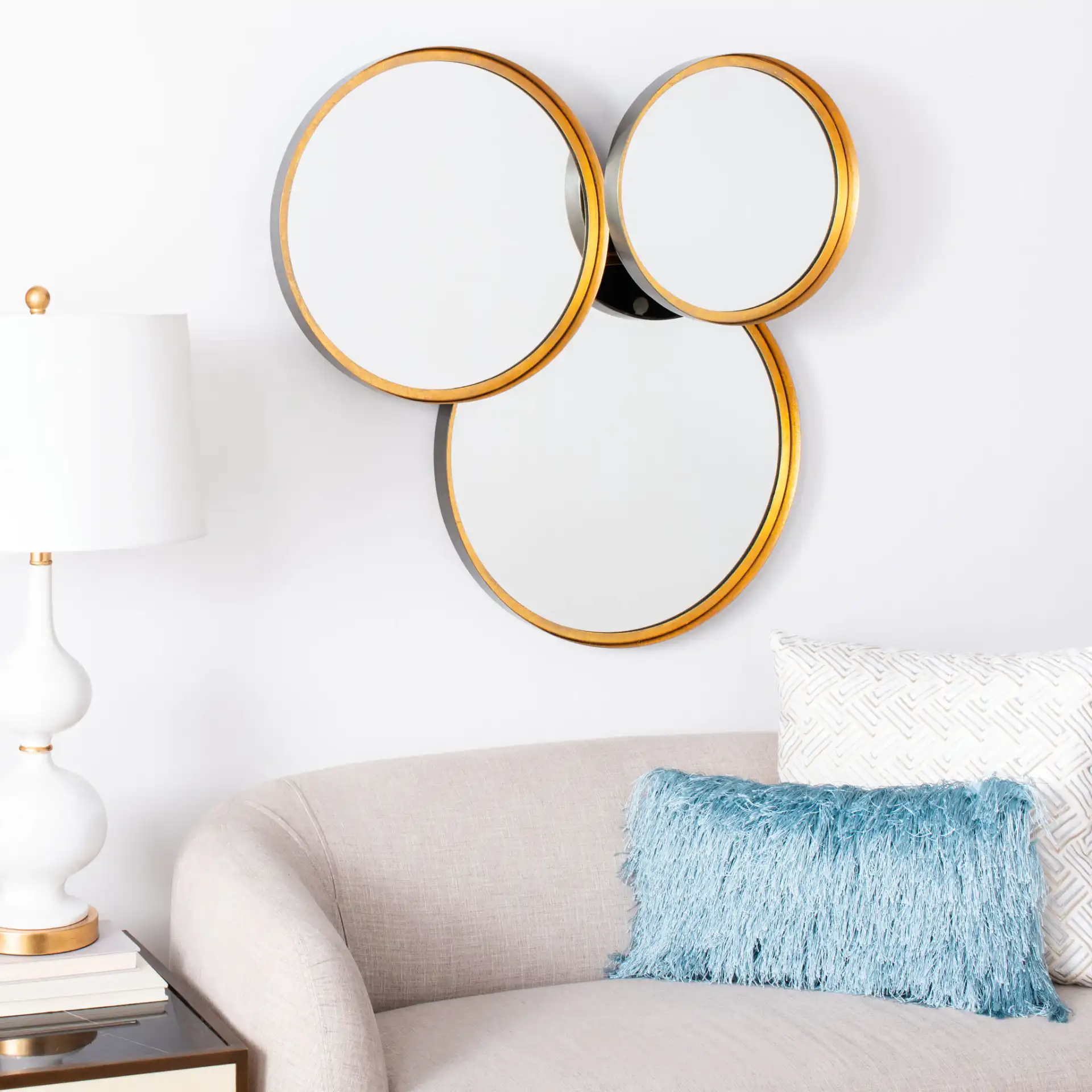 Loni Mirror in Gold Foil / Black, detail view