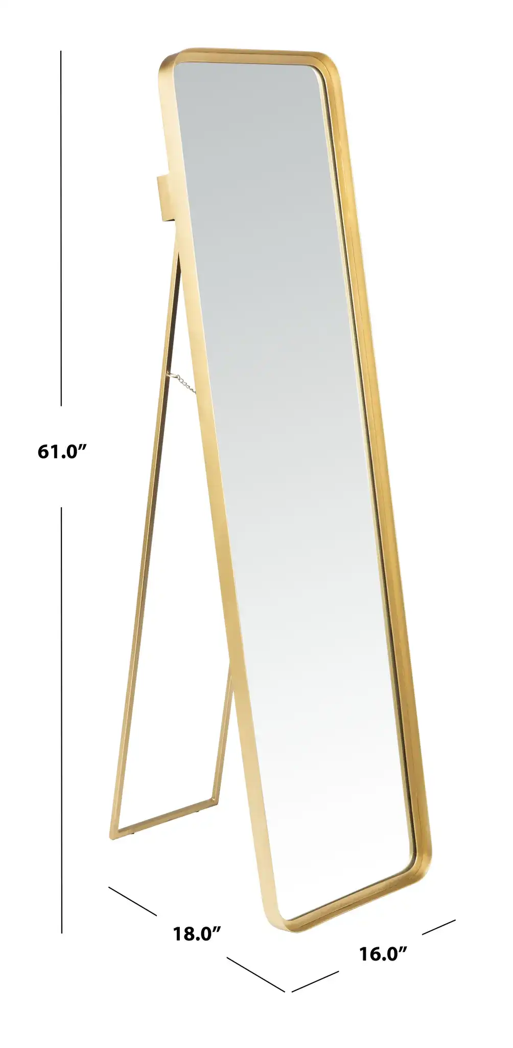 Lerna Mirror in Brushed Brass, detail view