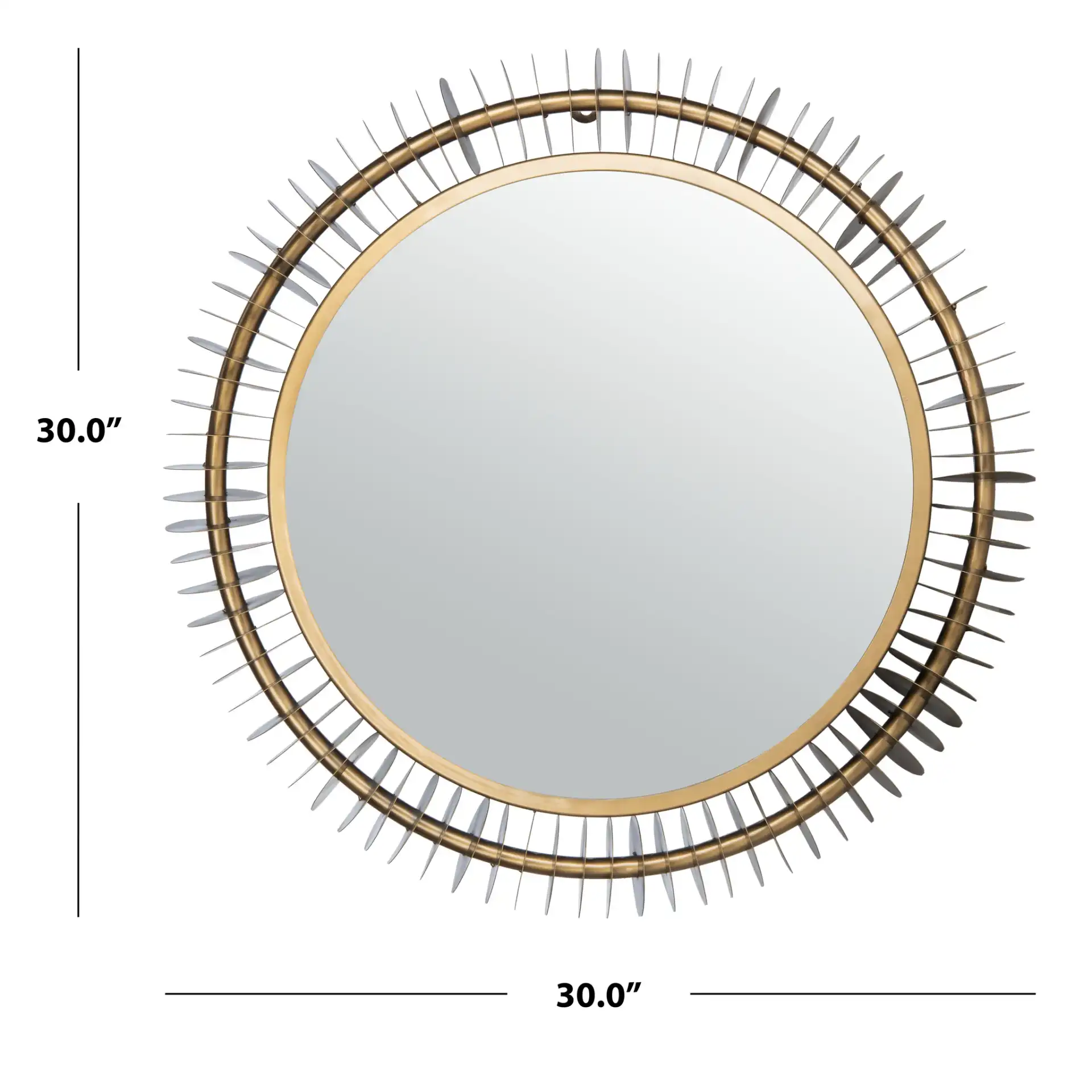 Storm Mirror in Brass Antique, detail view