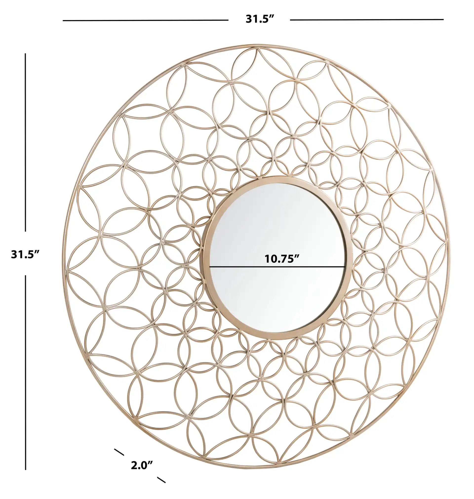 Trinda Mirror in Champagne, detail view
