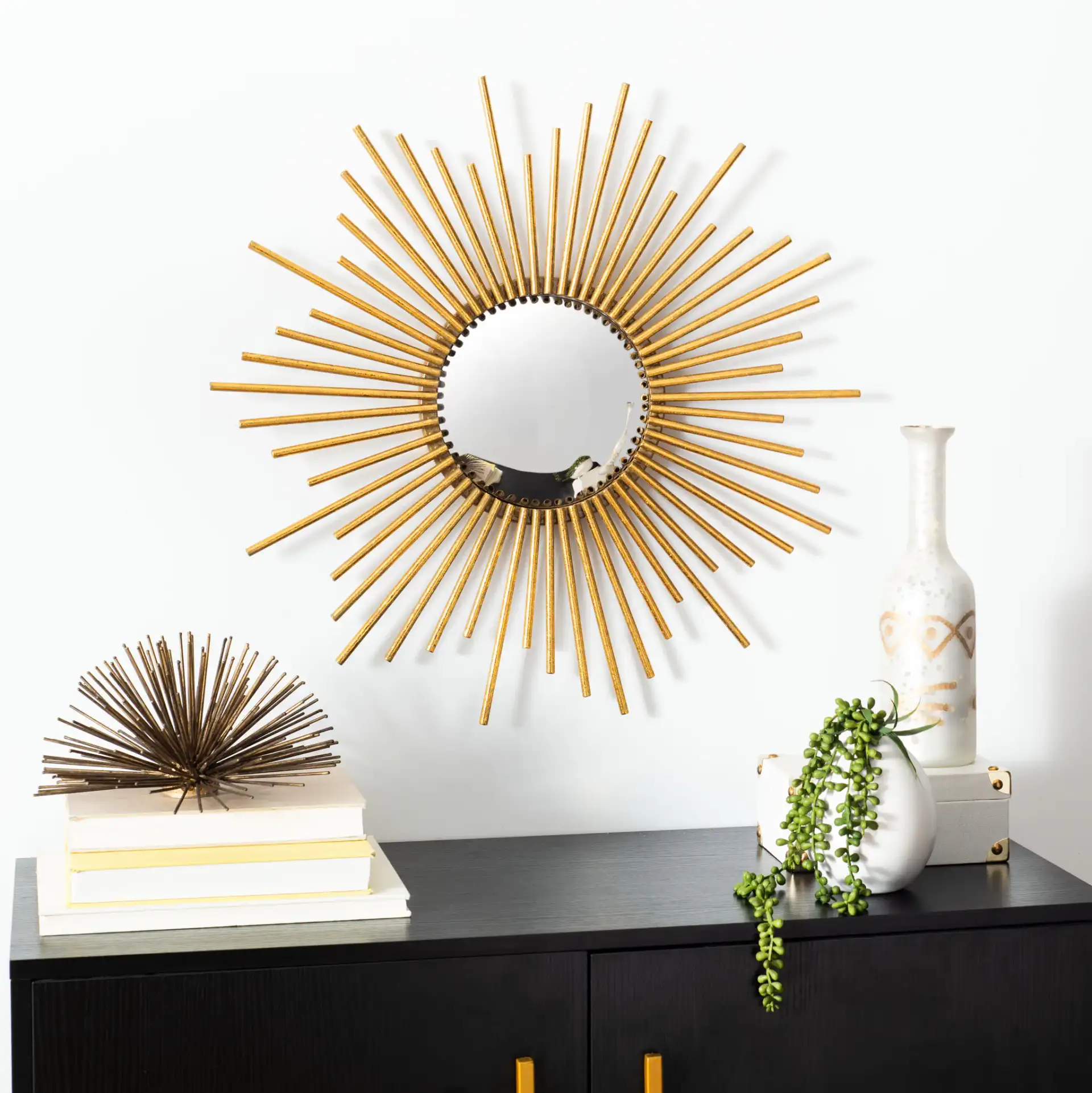Rosaland Mirror in Gold Foil in a styled room