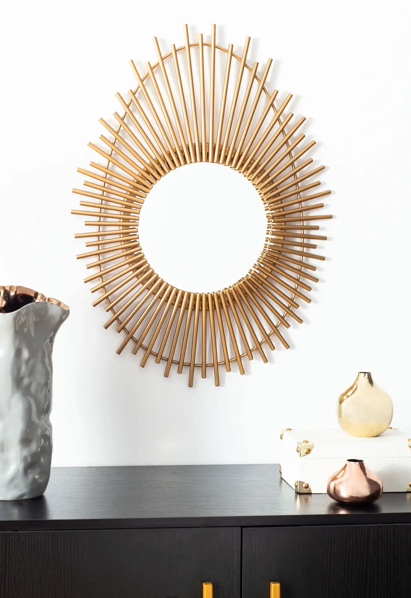 Harson Mirror in Gold in a styled room