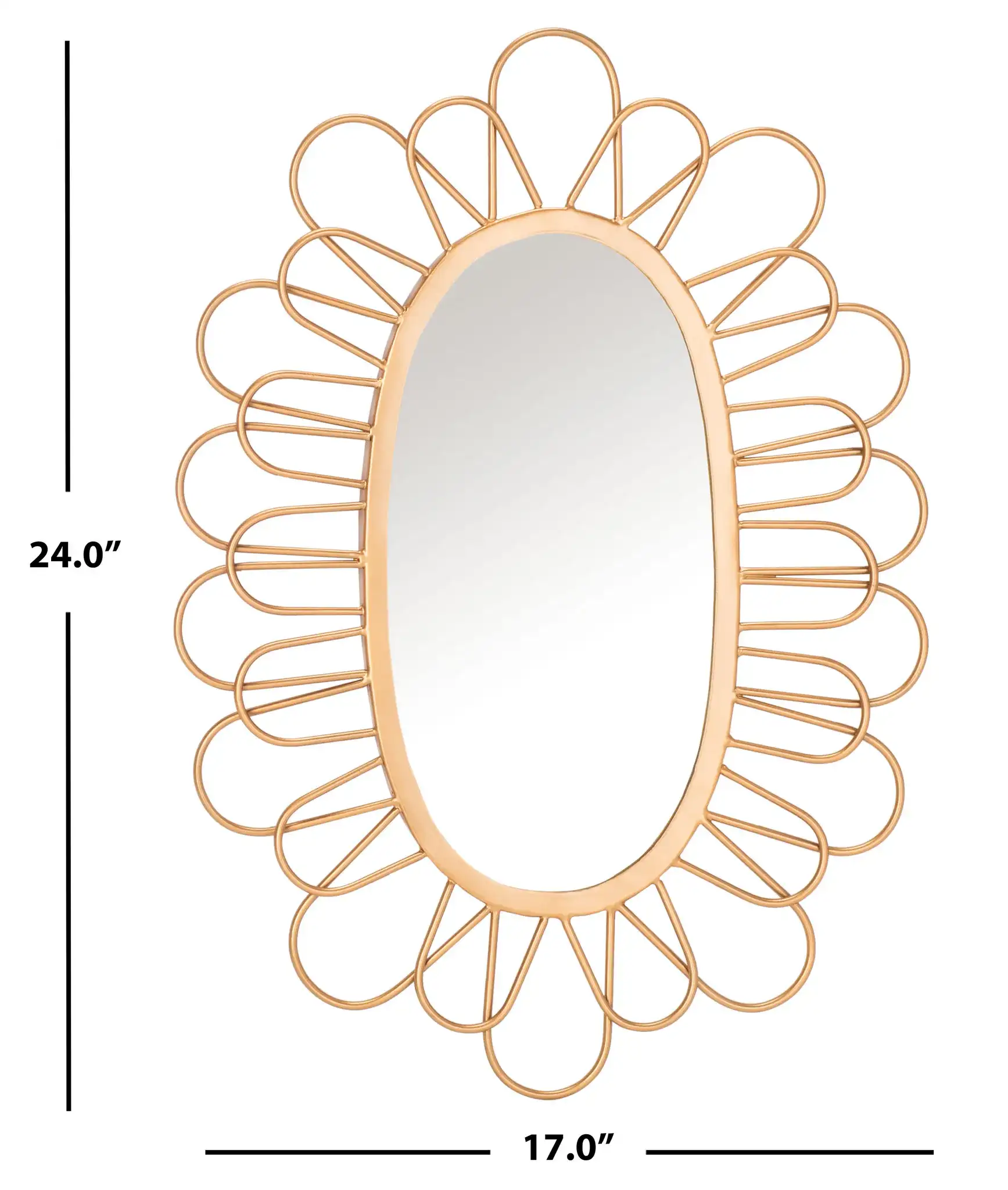 Rime Mirror in Gold, detail view
