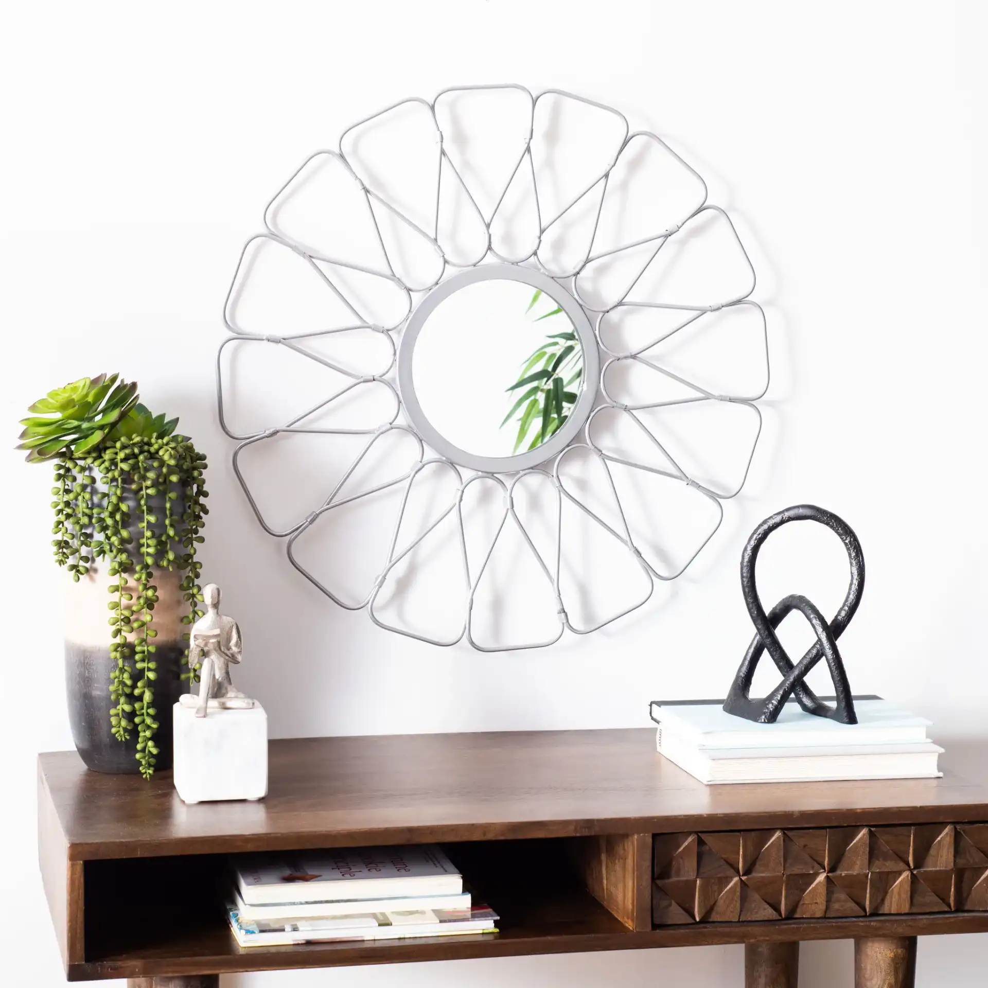 Luck Mirror in Silver in a styled room