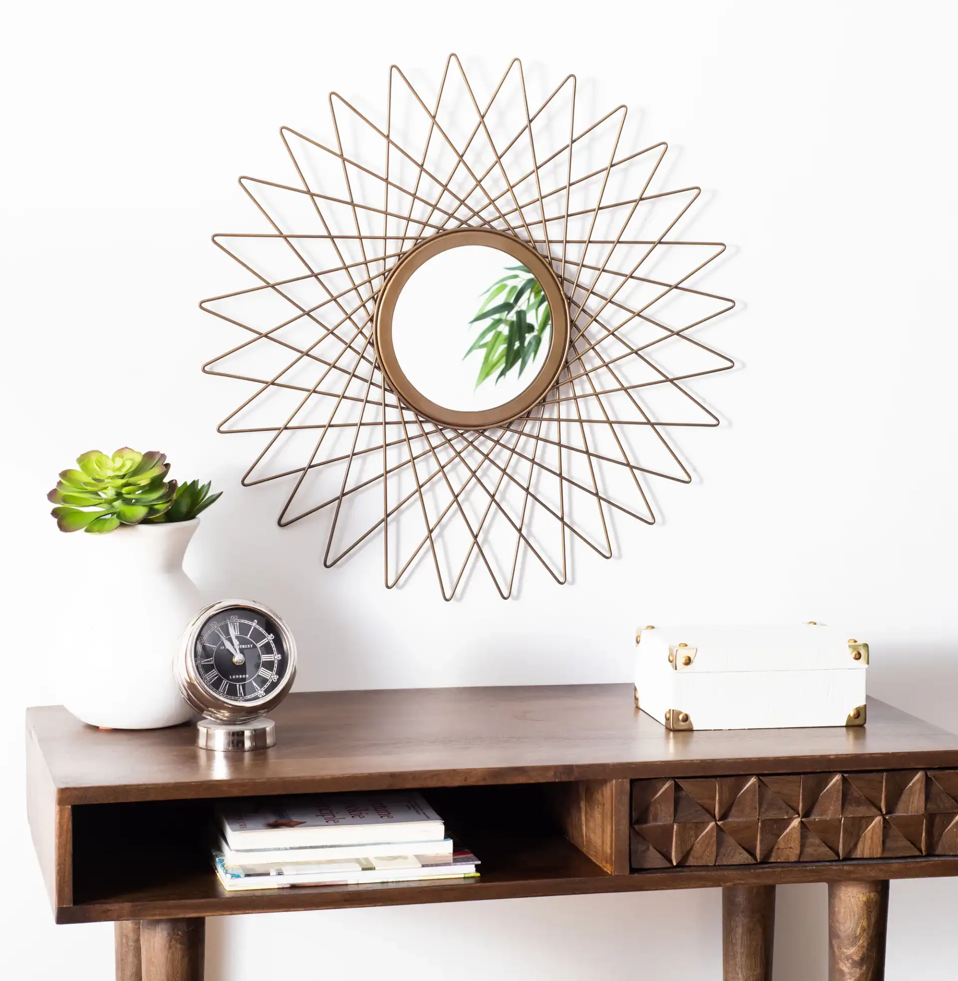 Bilsons Mirror in Gold in a styled room