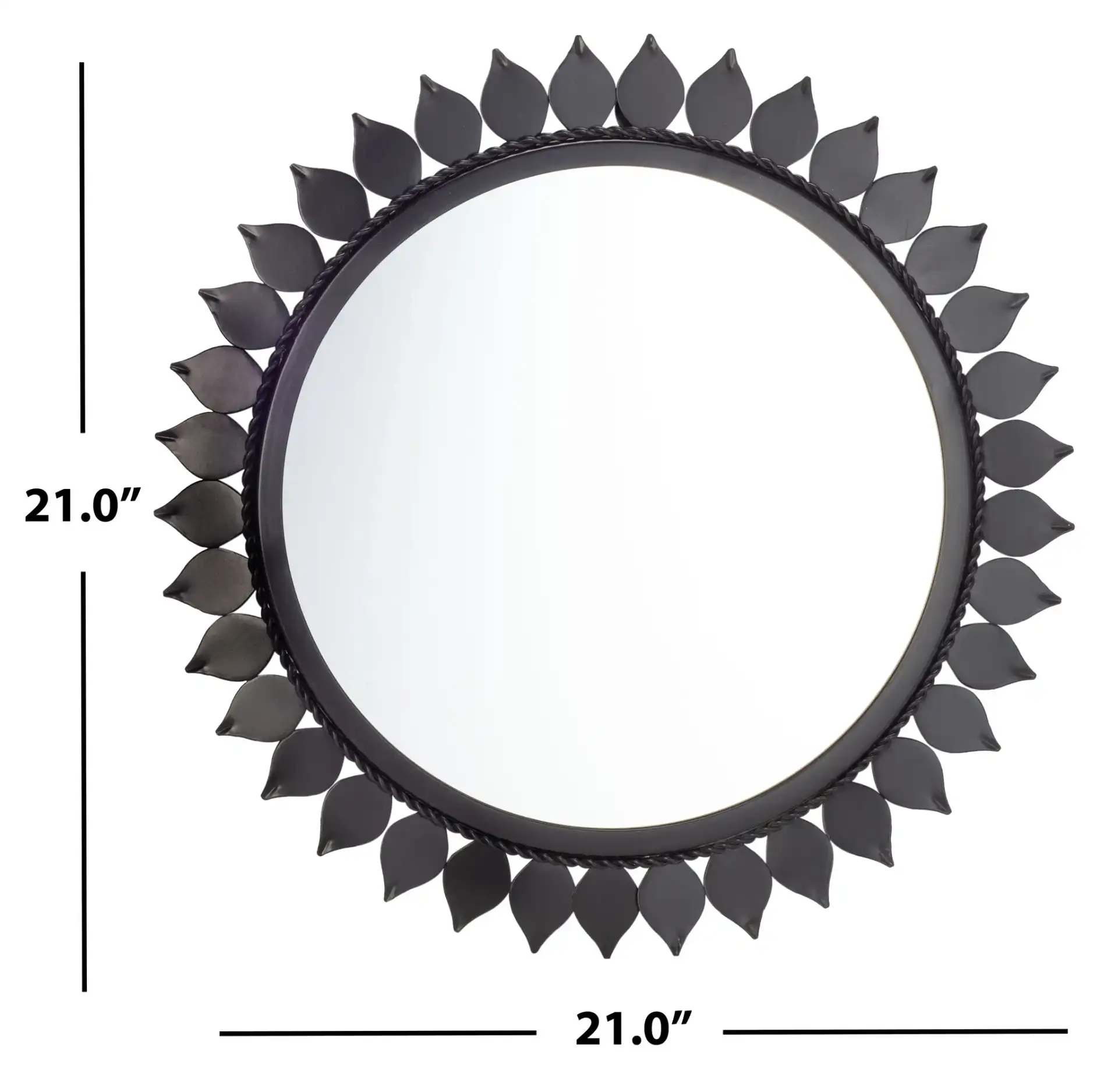 Nally Mirror in Matte Black, detail view