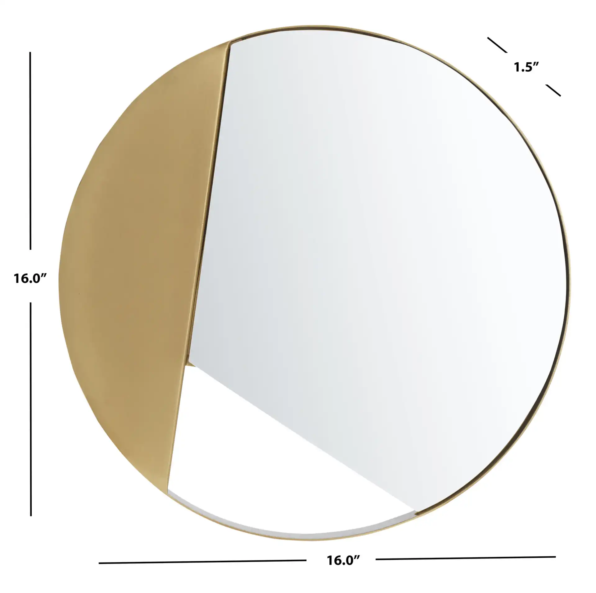 Bryley 16-Inch Mirror in Brushed Brass, detail view