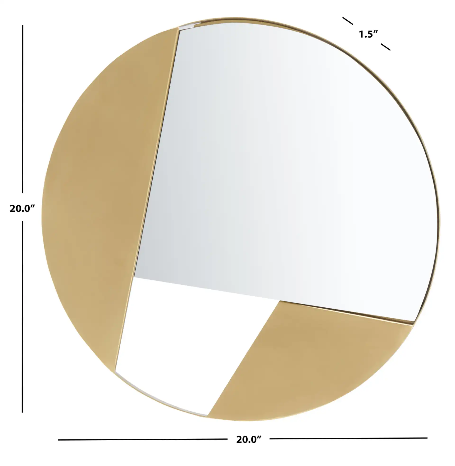 Bryley 20-Inch Mirror in Brushed Brass, detail view