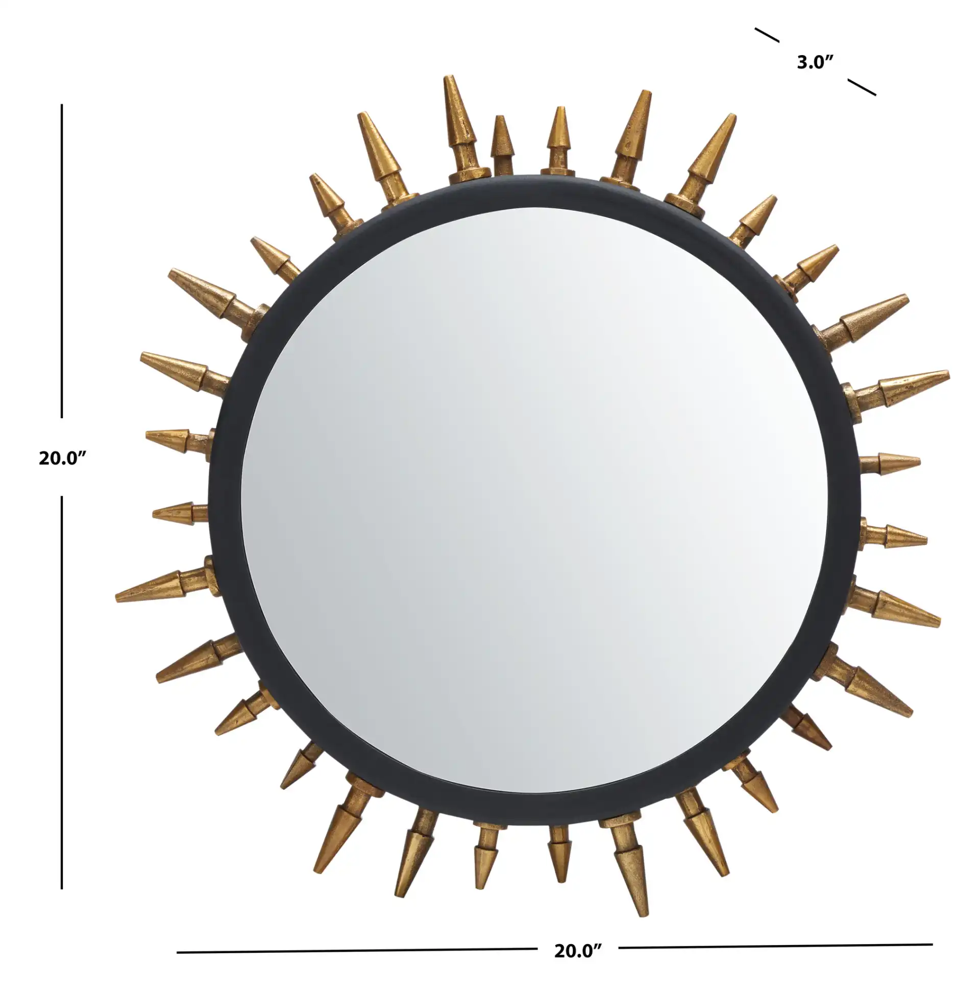 Ceinth 20" Mirror in Black / Gold, detail view