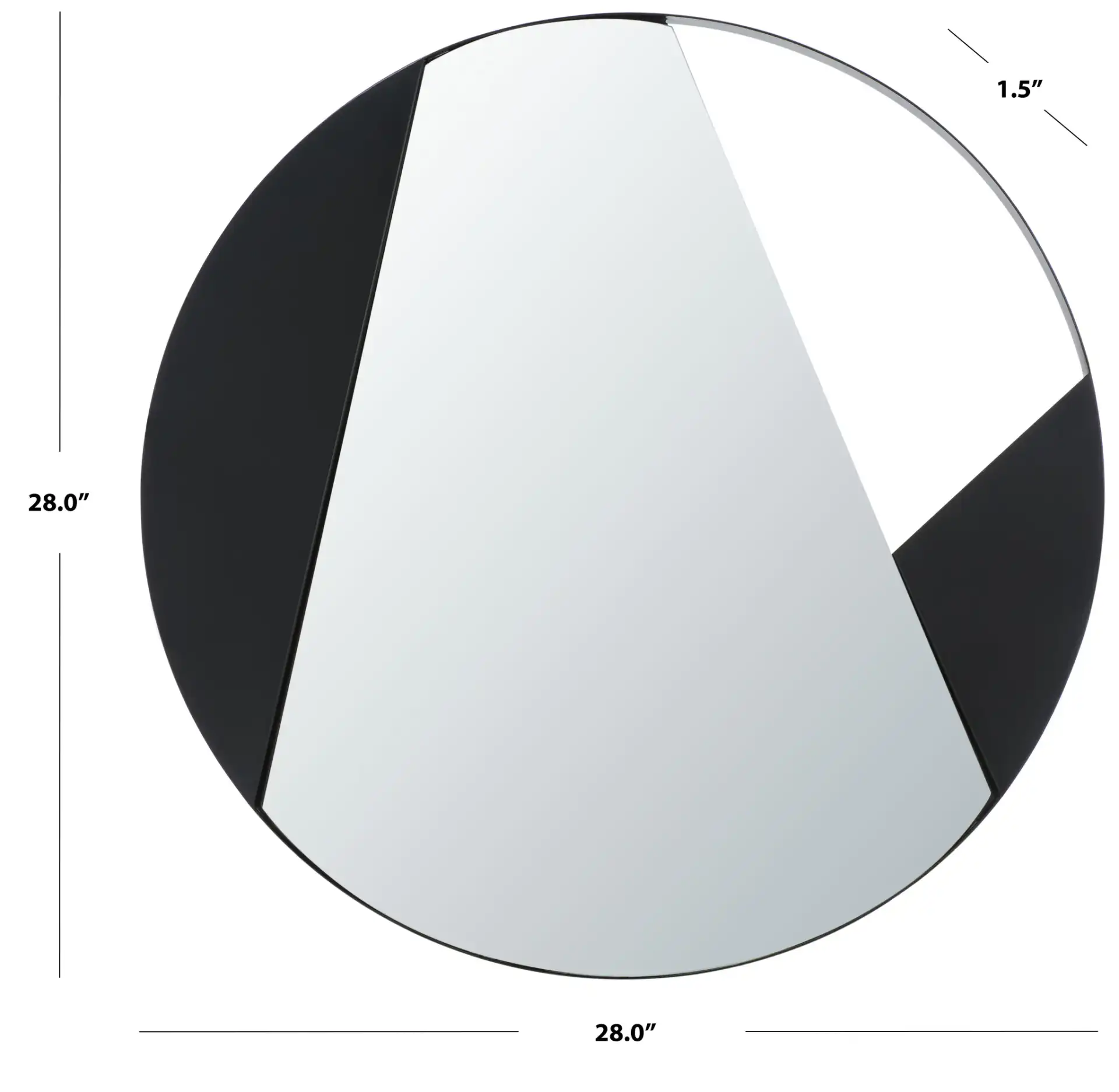 Dinas 28-Inch Mirror in Matte Black, detail view