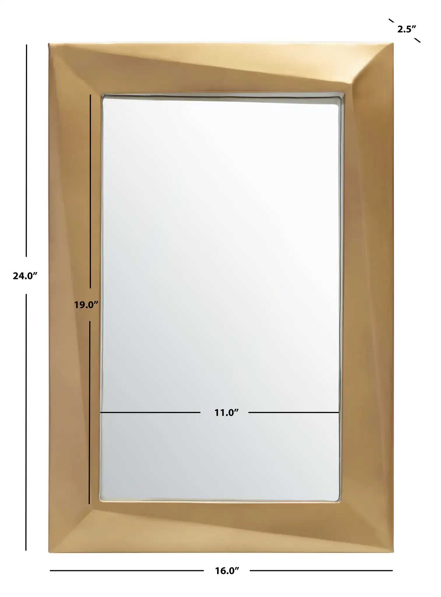 Ellarose 16" Mirror in Antique Brass, detail view