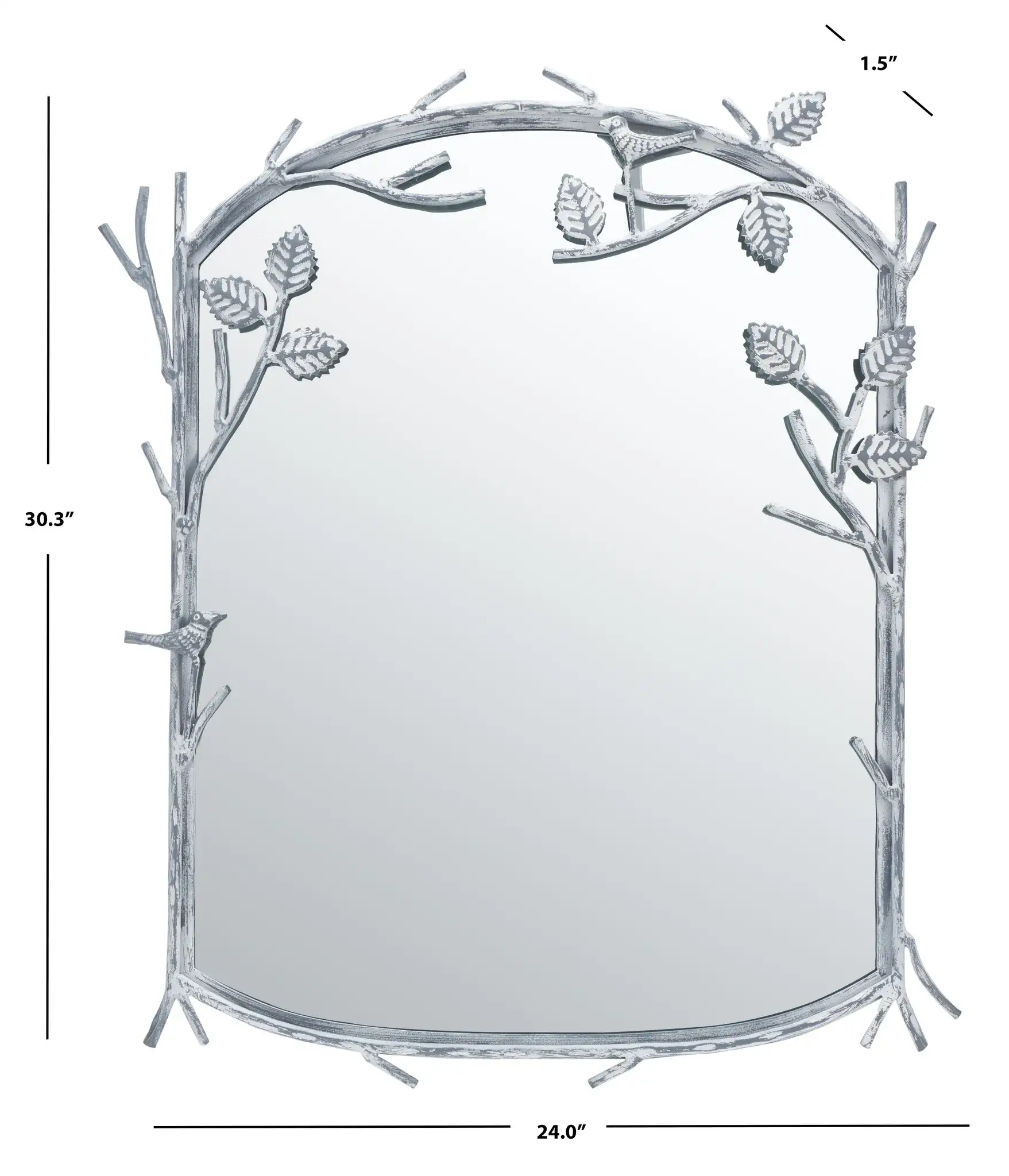 Fayth 24-Inch Mirror in Silver, detail view