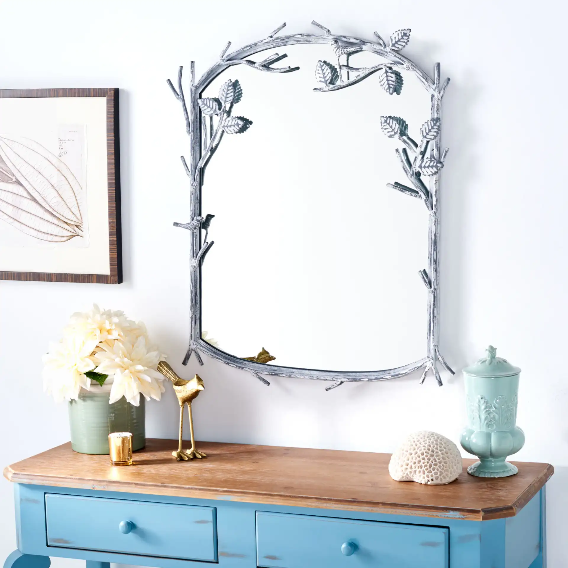 Fayth 24-Inch Mirror in Silver in a styled room